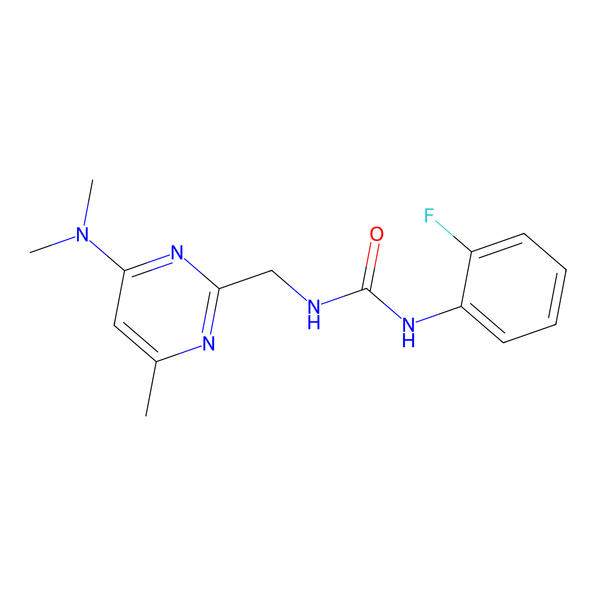 1-((4-(Dimethylamino)-6-methylpyrimidin-2-yl)methyl)-3-(2-fluorophenyl)urea molecular structure, CAS 1797978-18-7