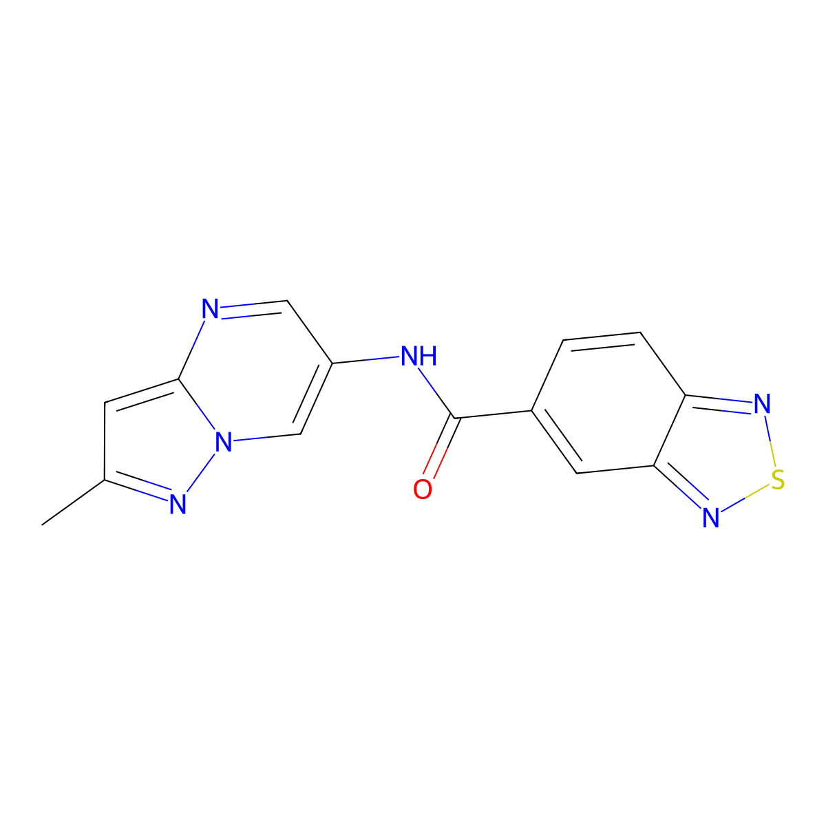 N-(2-methylpyrazolo[1,5-a]pyrimidin-6-yl)benzo[c][1,2,5]thiadiazole-5-carboxamide molecular structure, CAS 1797978-24-5