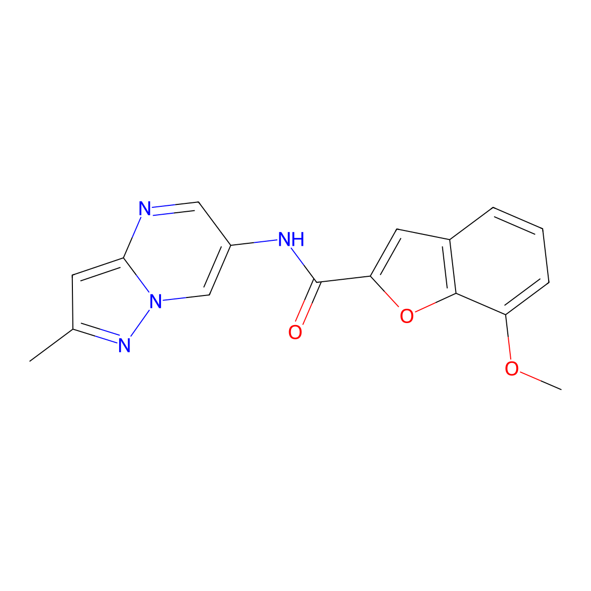 7-methoxy-N-(2-methylpyrazolo[1,5-a]pyrimidin-6-yl)benzofuran-2-carboxamide molecular structure, CAS 1797978-38-1
