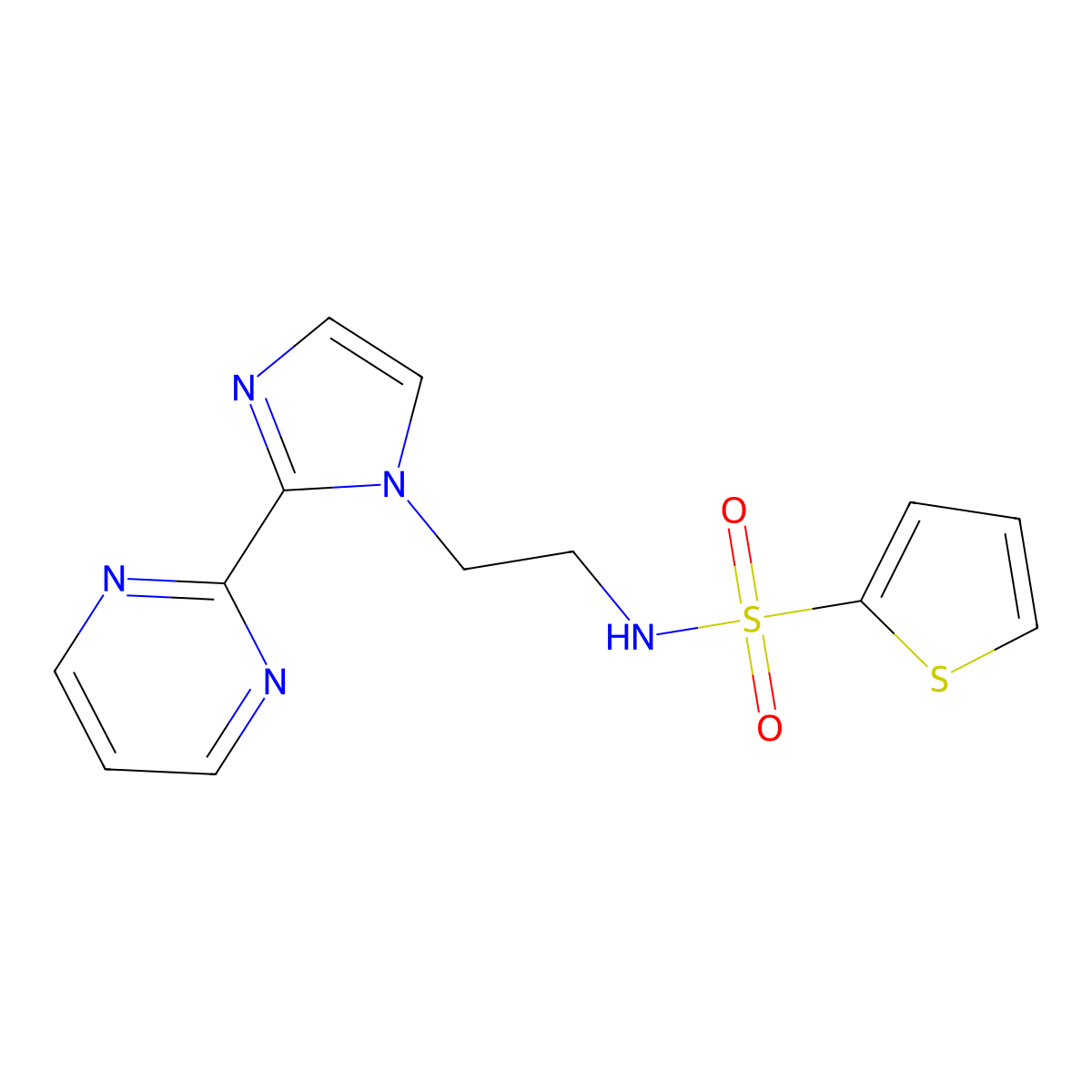 N-(2-(2-(pyrimidin-2-yl)-1H-imidazol-1-yl)ethyl)thiophene-2-sulfonamide molecular structure, CAS 1797978-57-4