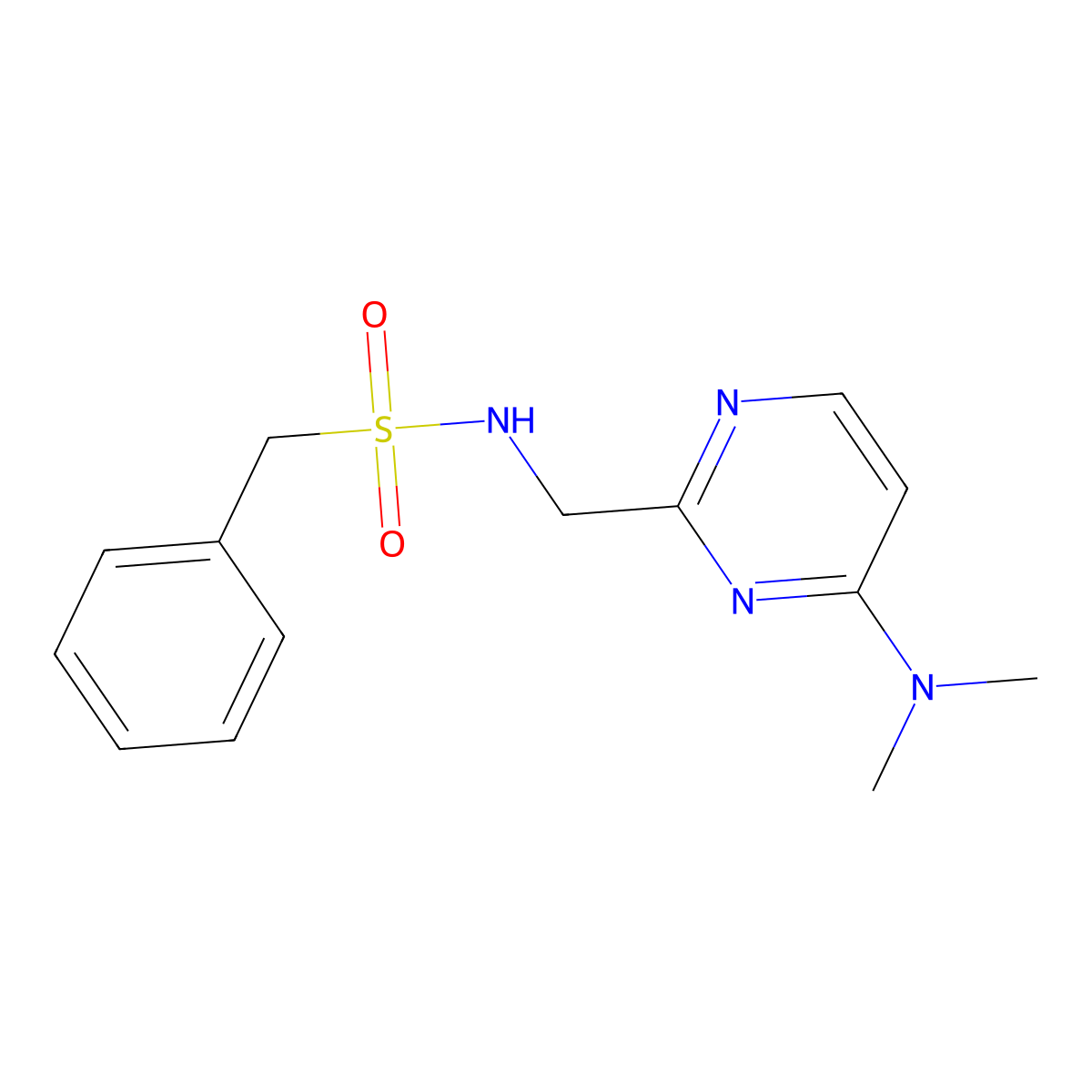 N-((4-(dimethylamino)pyrimidin-2-yl)methyl)-1-phenylmethanesulfonamide molecular structure, CAS 1797978-61-0