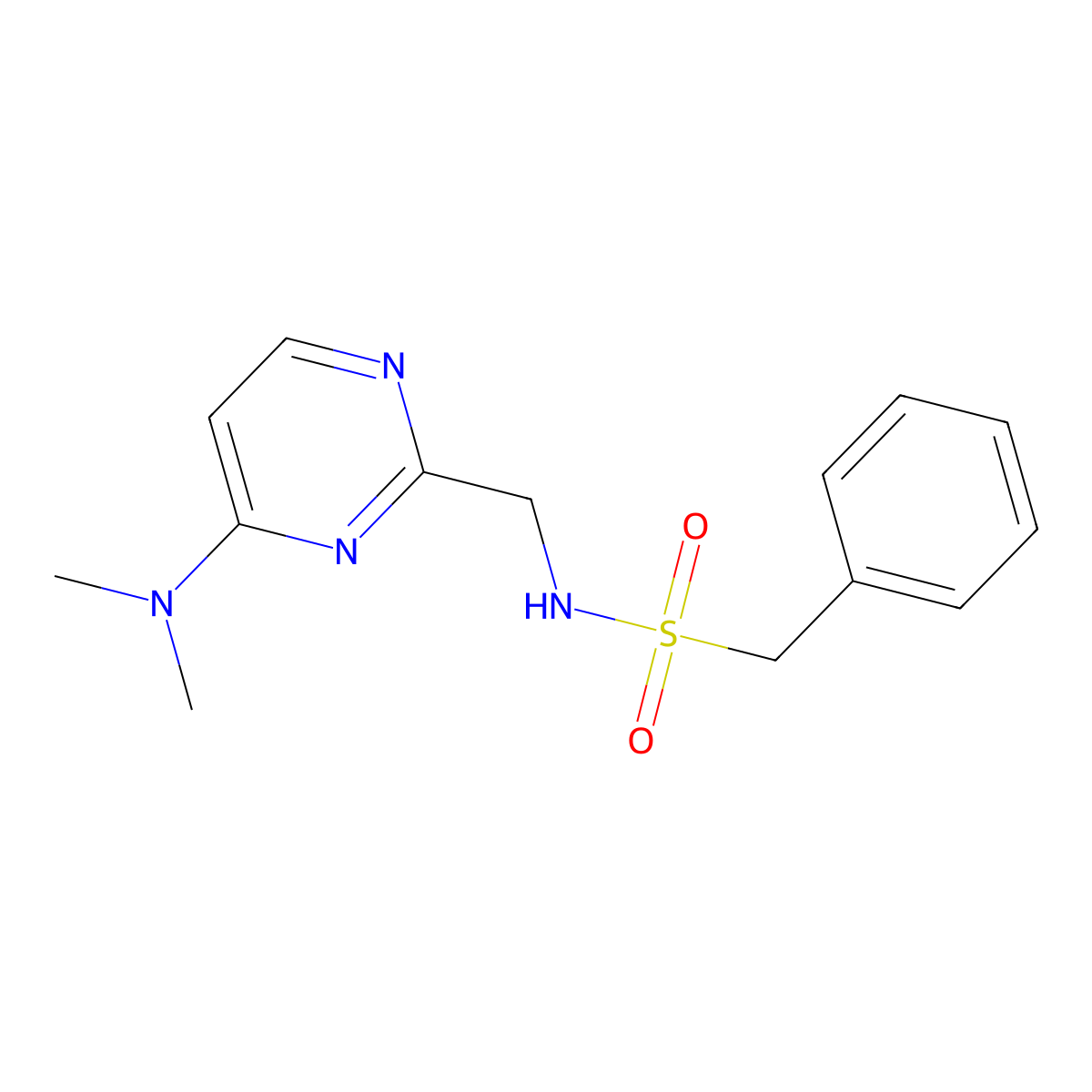 N-((4-(dimethylamino)pyrimidin-2-yl)methyl)-1-phenylmethanesulfonamide molecular structure, CAS 1797978-61-0