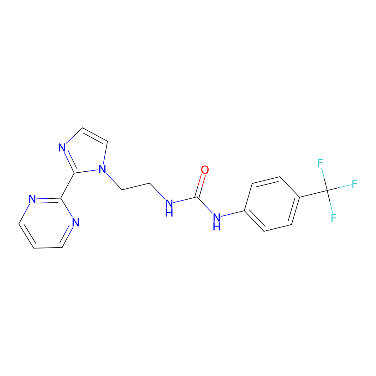 1-(2-(2-(pyrimidin-2-yl)-1H-imidazol-1-yl)ethyl)-3-(4-(trifluoromethyl)phenyl)urea molecular structure, CAS 1797978-62-1
