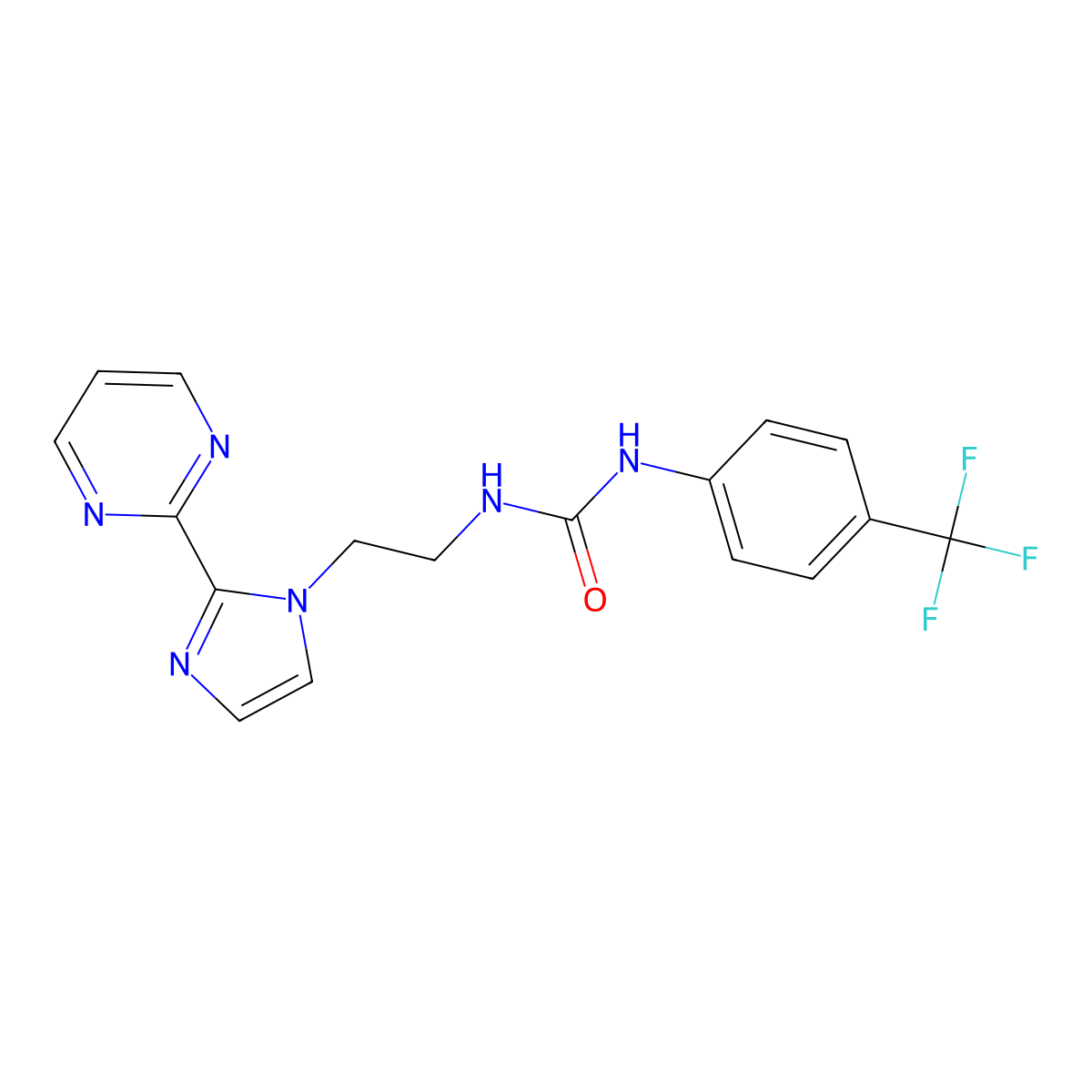 1-(2-(2-(pyrimidin-2-yl)-1H-imidazol-1-yl)ethyl)-3-(4-(trifluoromethyl)phenyl)urea molecular structure, CAS 1797978-62-1