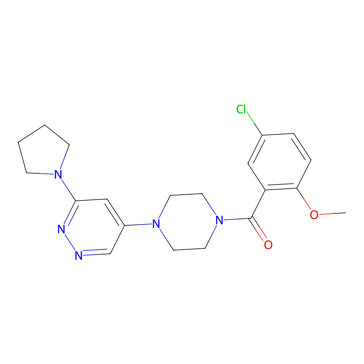 (5-Chloro-2-methoxyphenyl)(4-(6-(pyrrolidin-1-yl)pyridazin-4-yl)piperazin-1-yl)methanone molecular structure, CAS 1797978-63-2