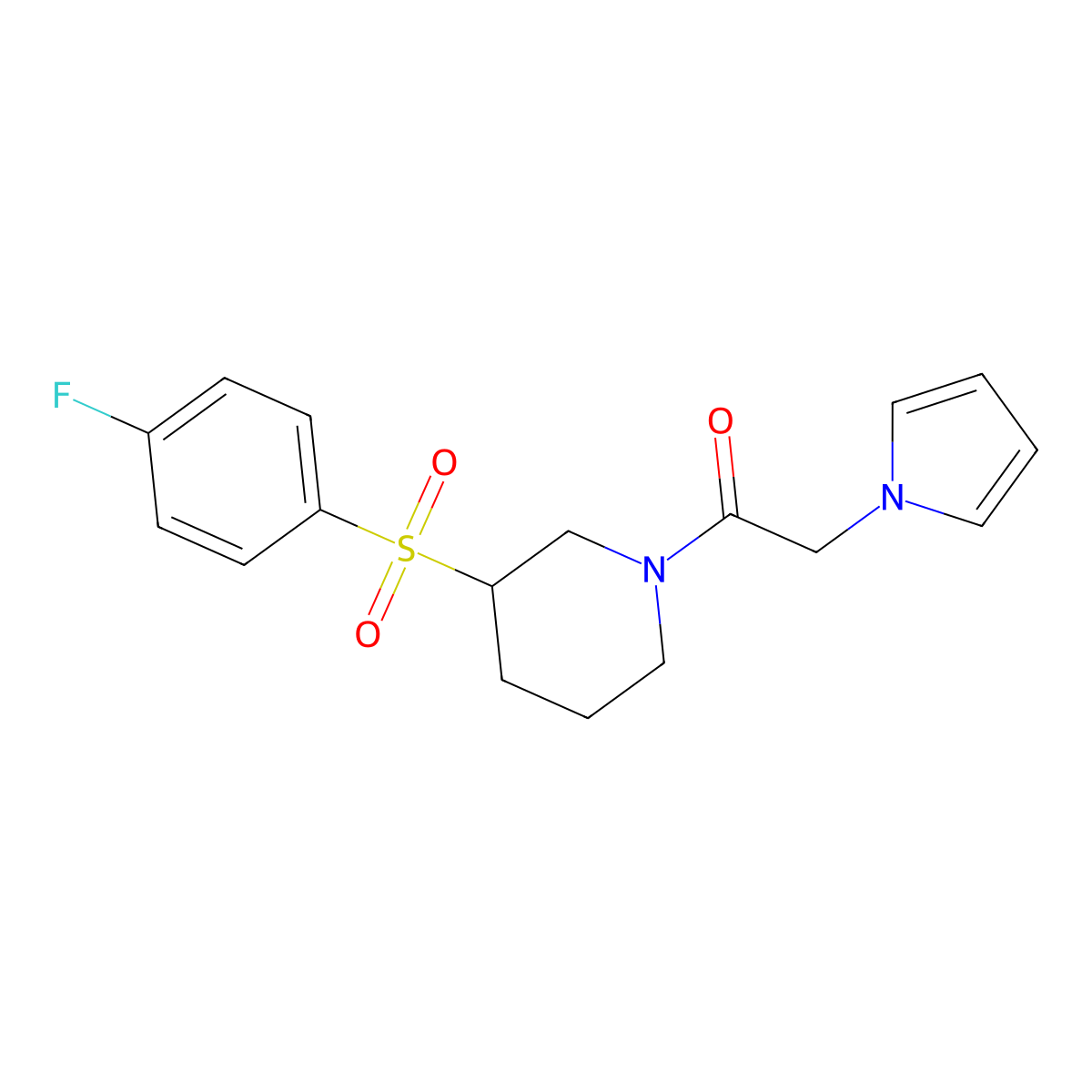 1-(3-((4-fluorophenyl)sulfonyl)piperidin-1-yl)-2-(1H-pyrrol-1-yl)ethanone molecular structure, CAS 1797980-10-9