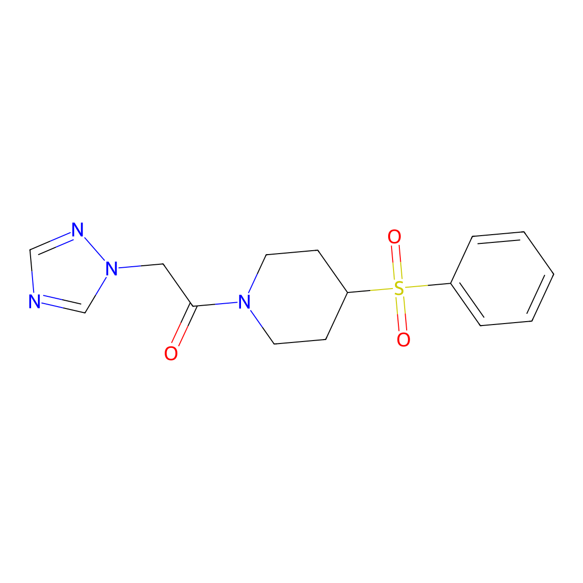 1-(4-(phenylsulfonyl)piperidin-1-yl)-2-(1H-1,2,4-triazol-1-yl)ethanone molecular structure, CAS 1797980-33-6
