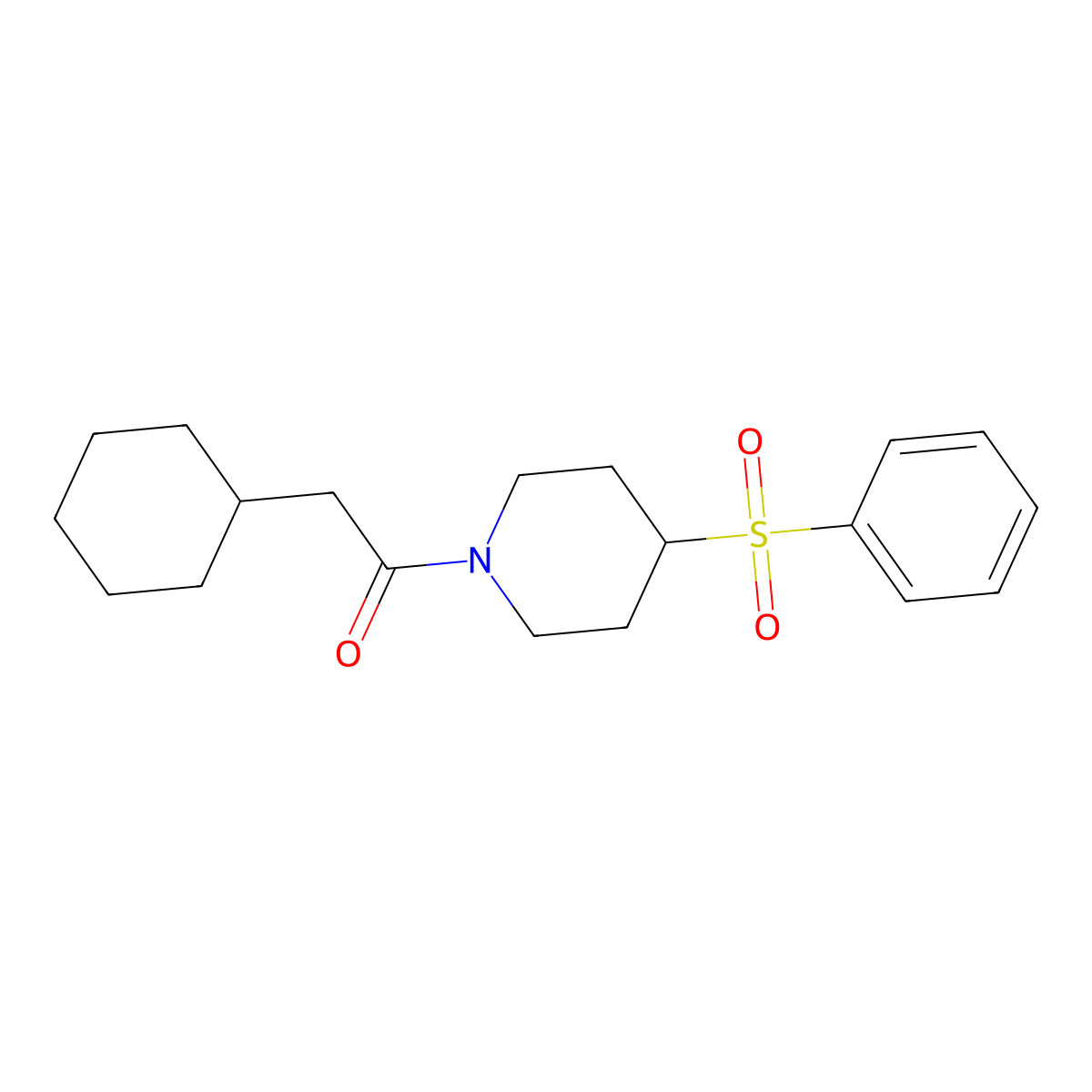 2-Cyclohexyl-1-(4-(phenylsulfonyl)piperidin-1-yl)ethanone molecular structure, CAS 1797980-40-5
