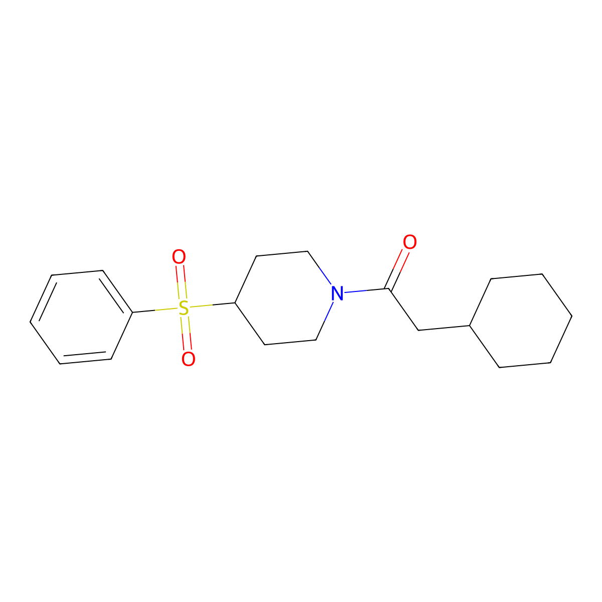 2-Cyclohexyl-1-(4-(phenylsulfonyl)piperidin-1-yl)ethanone molecular structure, CAS 1797980-40-5