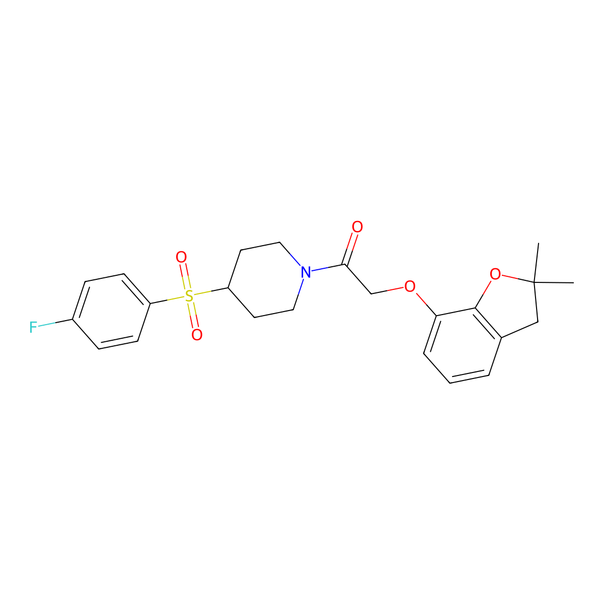 2-((2,2-Dimethyl-2,3-dihydrobenzofuran-7-yl)oxy)-1-(4-((4-fluorophenyl)sulfonyl)piperidin-1-yl)ethanone molecular structure, CAS 1797980-56-3