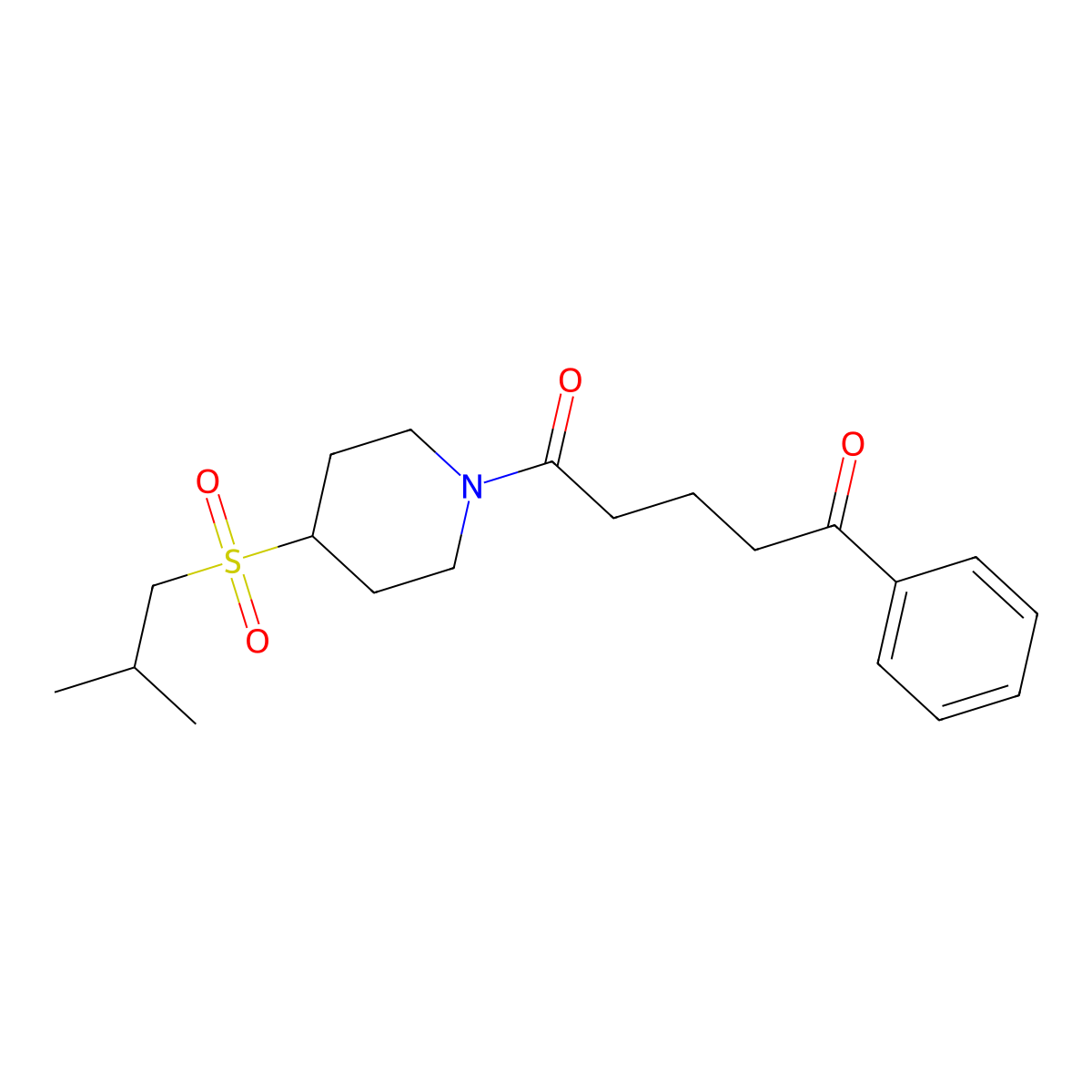 1-(4-(Isobutylsulfonyl)piperidin-1-yl)-5-phenylpentane-1,5-dione molecular structure, CAS 1797980-69-8