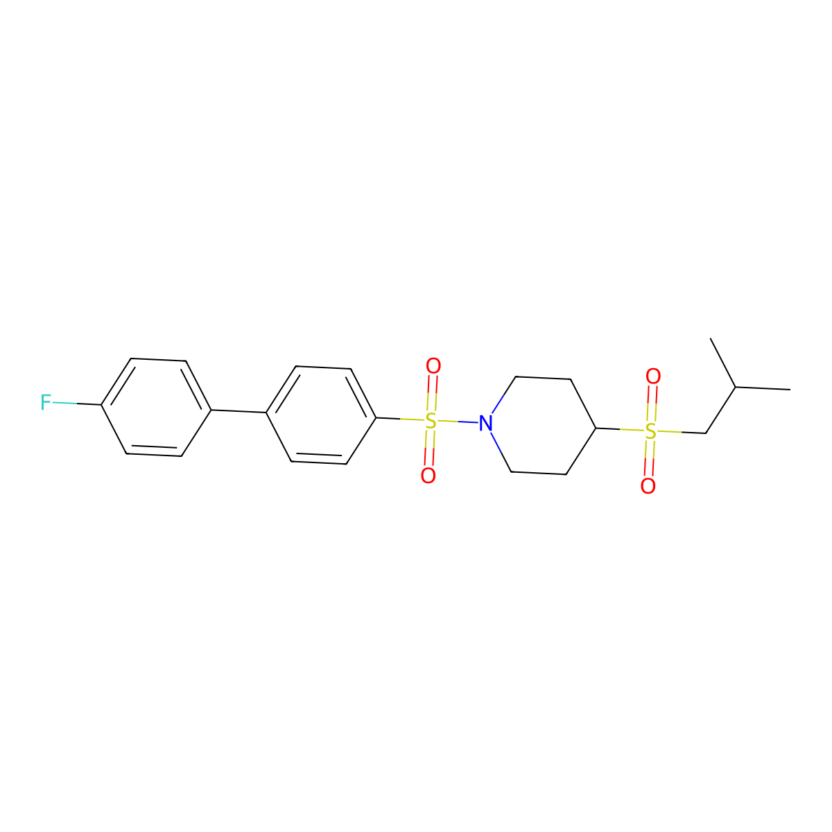 1-((4'-Fluoro-[1,1'-biphenyl]-4-yl)sulfonyl)-4-(isobutylsulfonyl)piperidine molecular structure, CAS 1797981-06-6