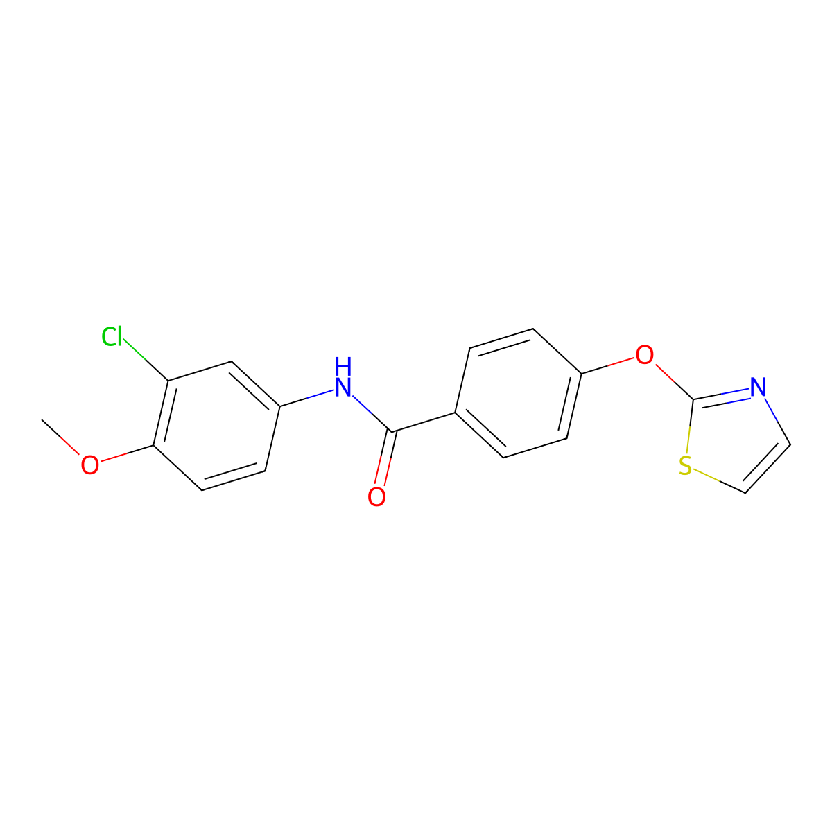 N-(3-chloro-4-methoxyphenyl)-4-(thiazol-2-yloxy)benzamide molecular structure, CAS 1797981-42-0