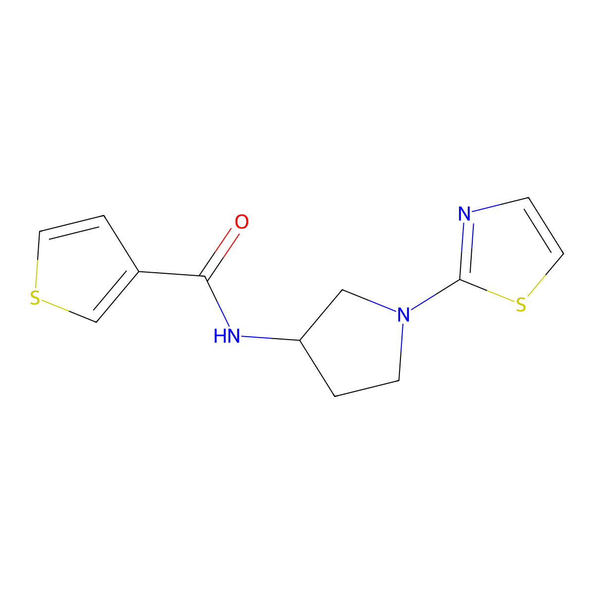 N-(1-(thiazol-2-yl)pyrrolidin-3-yl)thiophene-3-carboxamide molecular structure, CAS 1797981-54-4