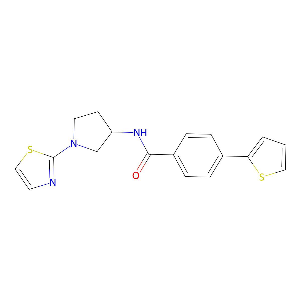 N-(1-(thiazol-2-yl)pyrrolidin-3-yl)-4-(thiophen-2-yl)benzamide molecular structure, CAS 1797981-77-1