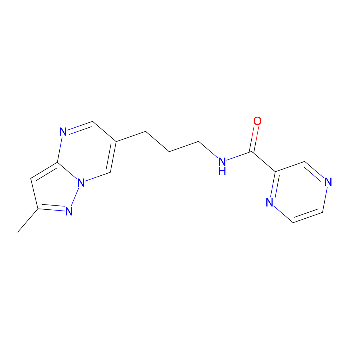 N-(3-{2-methylpyrazolo[1,5-a]pyrimidin-6-yl}propyl)pyrazine-2-carboxamide molecular structure, CAS 1797981-86-2