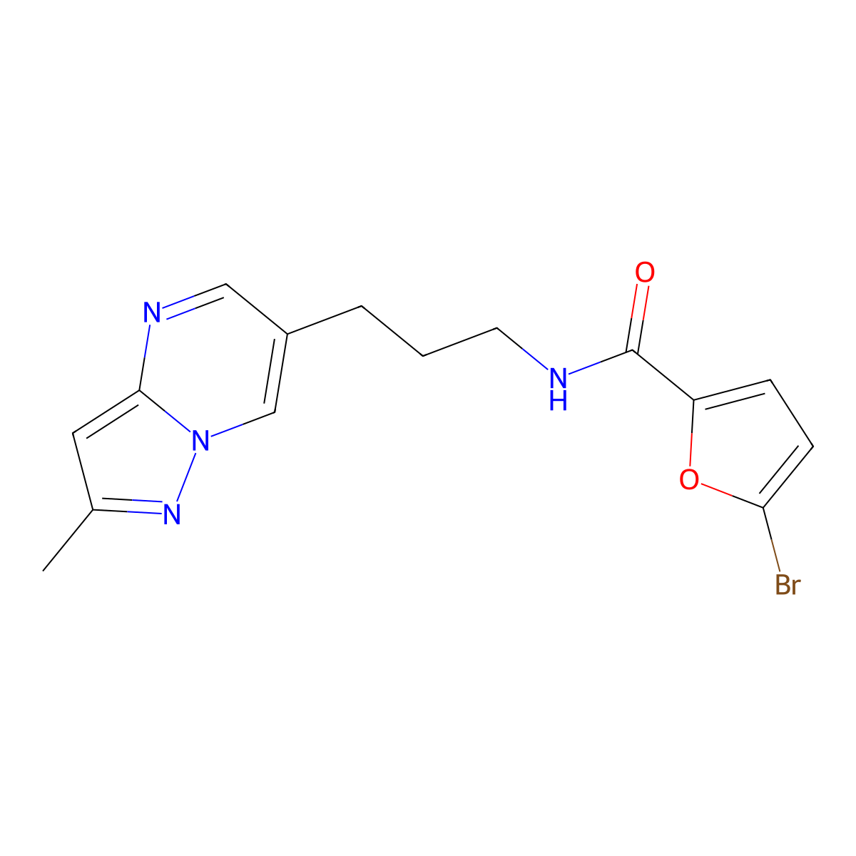 5-bromo-N-(3-{2-methylpyrazolo[1,5-a]pyrimidin-6-yl}propyl)furan-2-carboxamide molecular structure, CAS 1797982-17-2