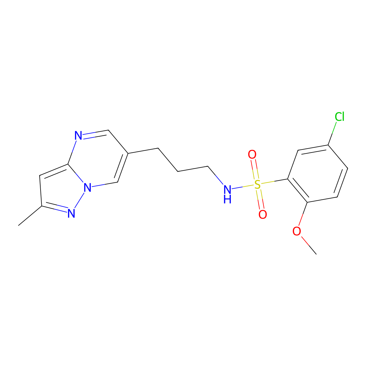 5-chloro-2-methoxy-N-(3-(2-methylpyrazolo[1,5-a]pyrimidin-6-yl)propyl)benzenesulfonamide molecular structure, CAS 1797982-32-1