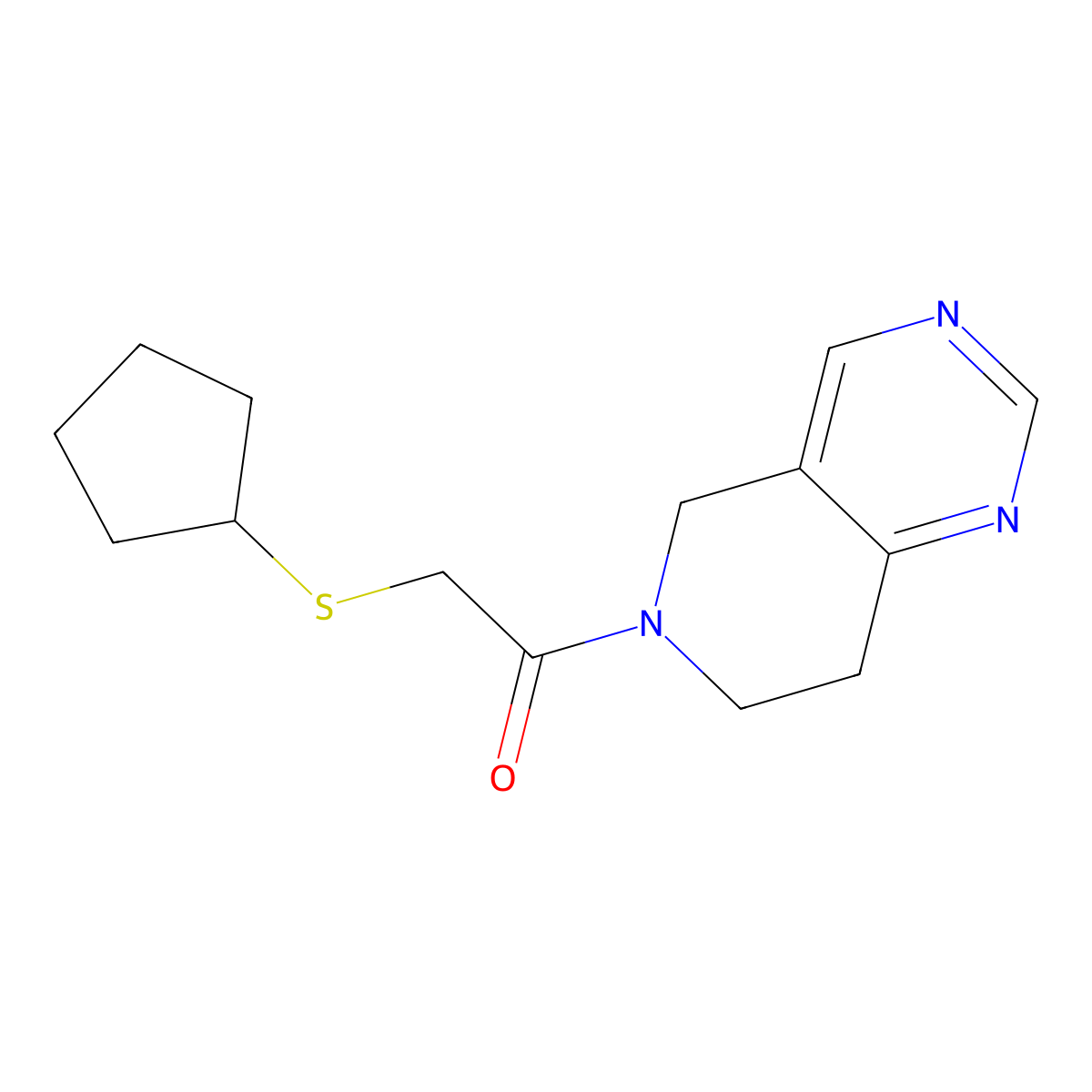 2-(cyclopentylthio)-1-(7,8-dihydropyrido[4,3-d]pyrimidin-6(5H)-yl)ethanone molecular structure, CAS 1797982-85-4