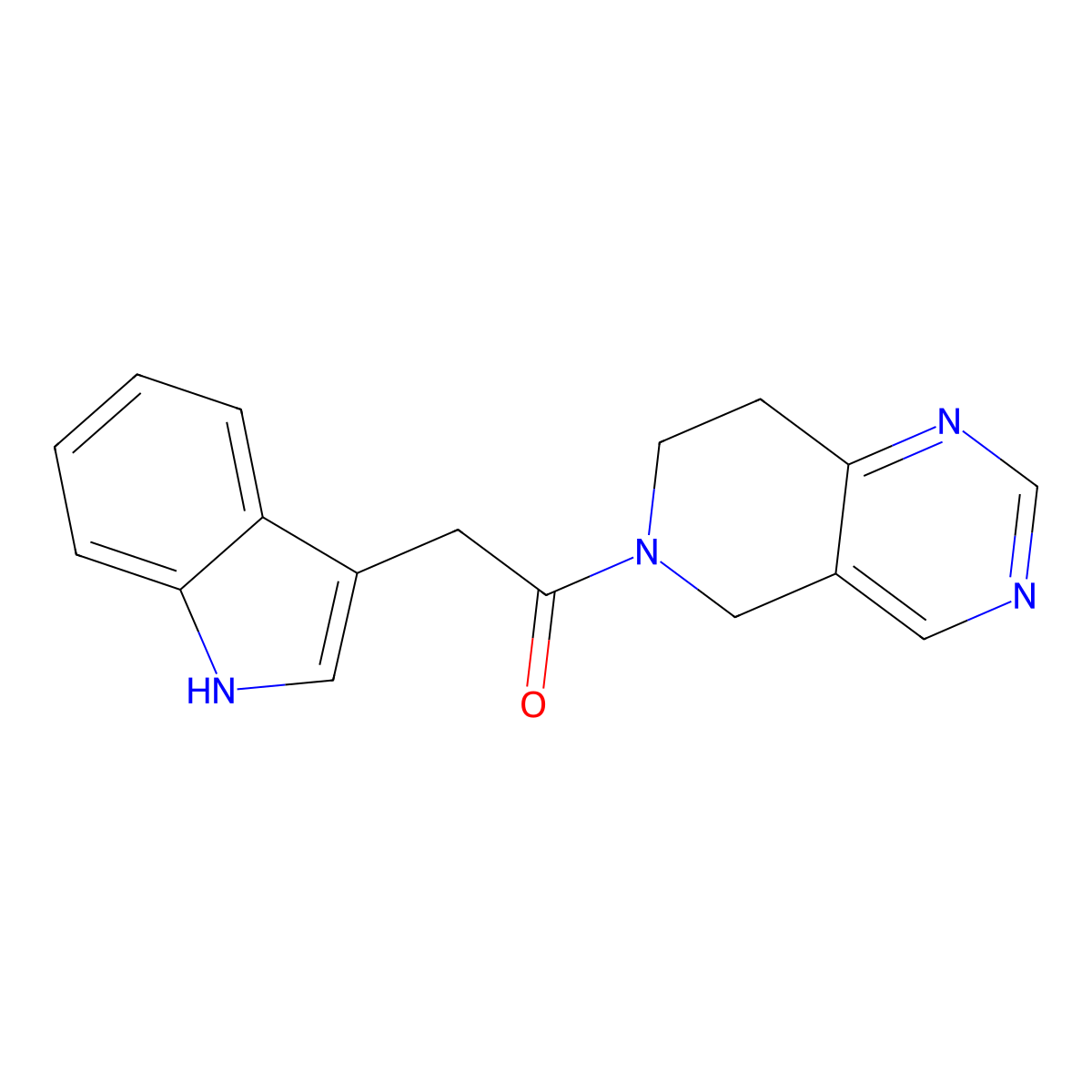 1-(7,8-dihydropyrido[4,3-d]pyrimidin-6(5H)-yl)-2-(1H-indol-3-yl)ethanone molecular structure, CAS 1797982-97-8