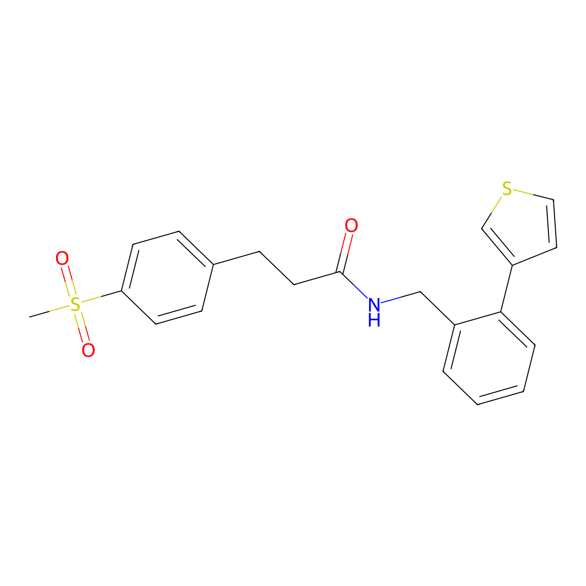 3-(4-(methylsulfonyl)phenyl)-N-(2-(thiophen-3-yl)benzyl)propanamide molecular structure, CAS 1797983-57-3