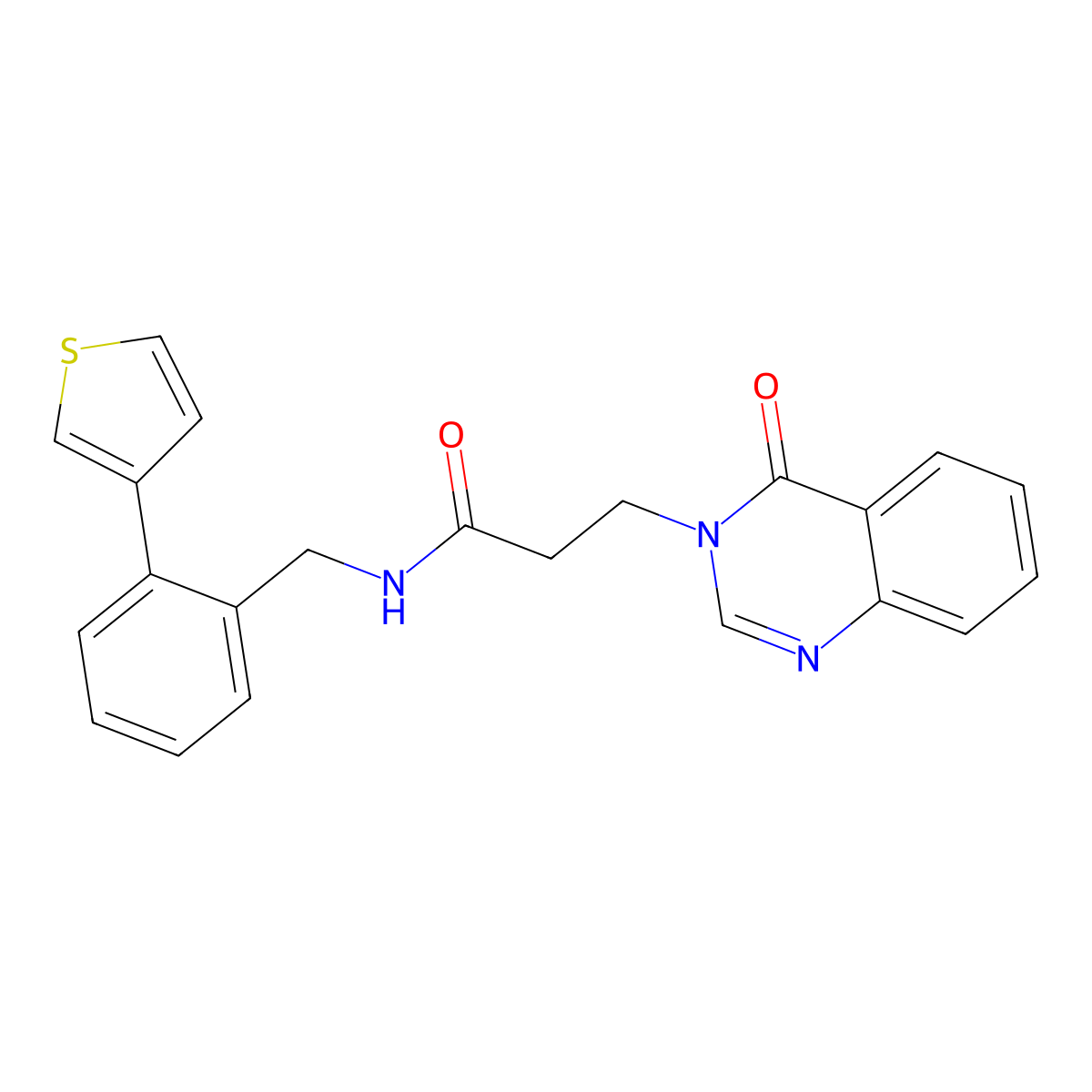 3-(4-oxoquinazolin-3(4H)-yl)-N-(2-(thiophen-3-yl)benzyl)propanamide molecular structure, CAS 1797983-64-2