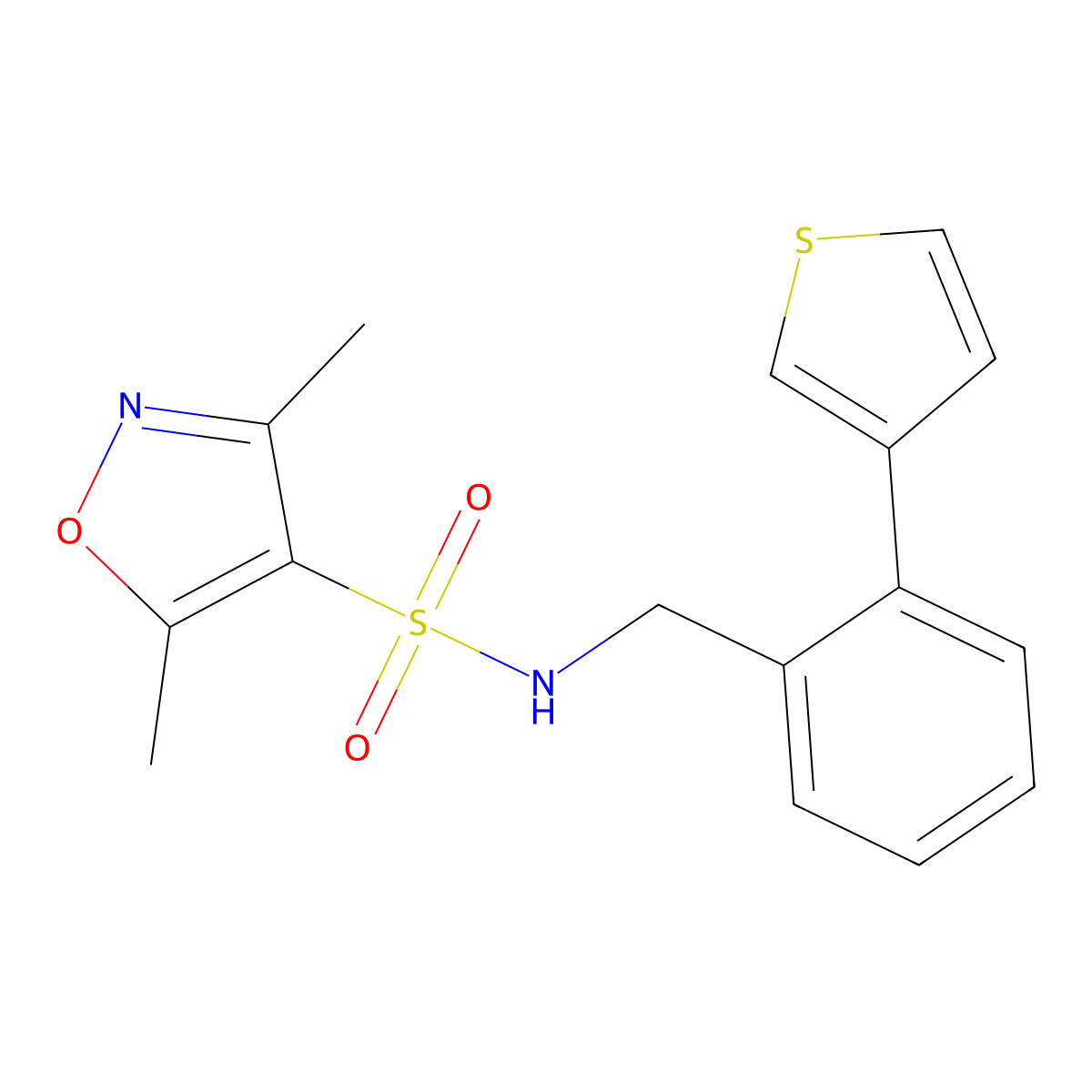 3,5-dimethyl-N-(2-(thiophen-3-yl)benzyl)isoxazole-4-sulfonamide molecular structure, CAS 1797984-20-3