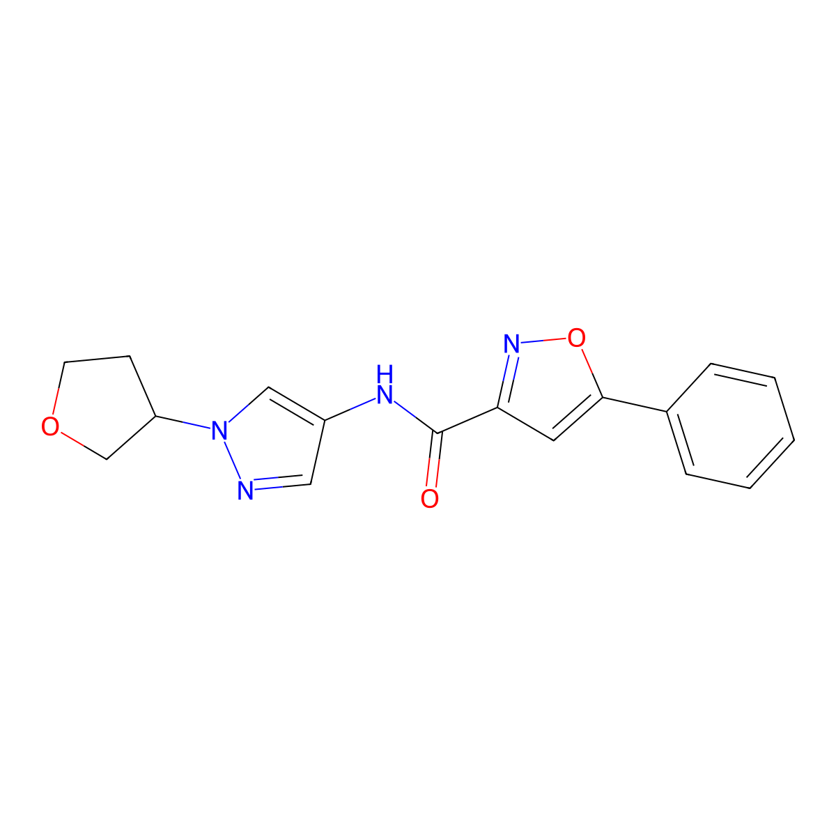 5-phenyl-N-(1-(tetrahydrofuran-3-yl)-1H-pyrazol-4-yl)isoxazole-3-carboxamide molecular structure, CAS 1797984-35-0