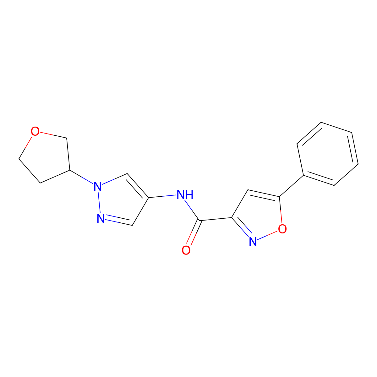 5-phenyl-N-(1-(tetrahydrofuran-3-yl)-1H-pyrazol-4-yl)isoxazole-3-carboxamide molecular structure, CAS 1797984-35-0