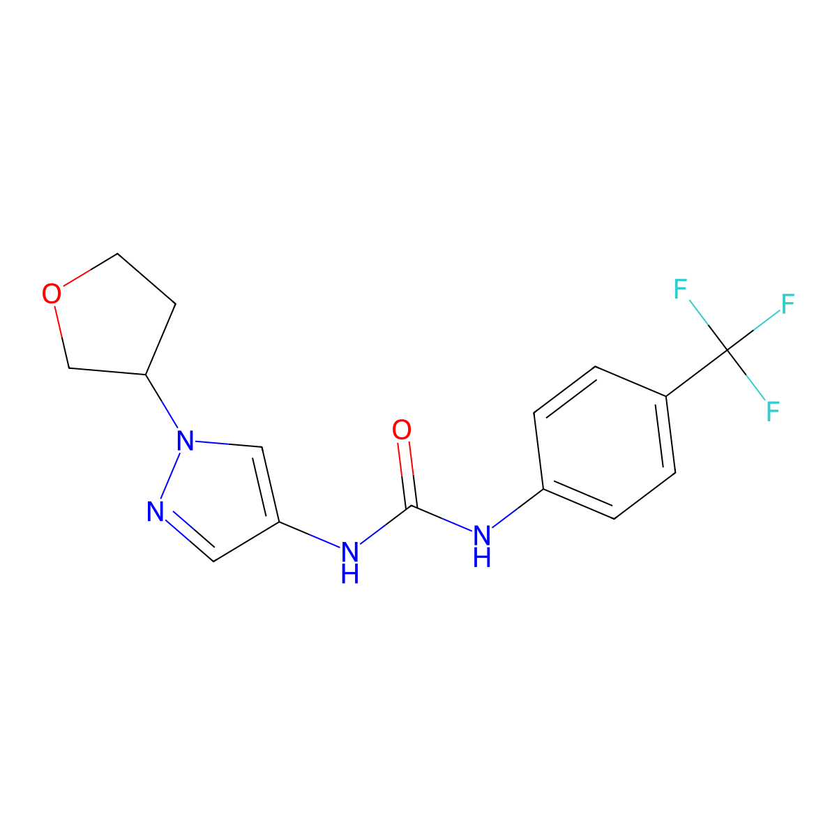 1-(1-(tetrahydrofuran-3-yl)-1H-pyrazol-4-yl)-3-(4-(trifluoromethyl)phenyl)urea molecular structure, CAS 1797984-44-1