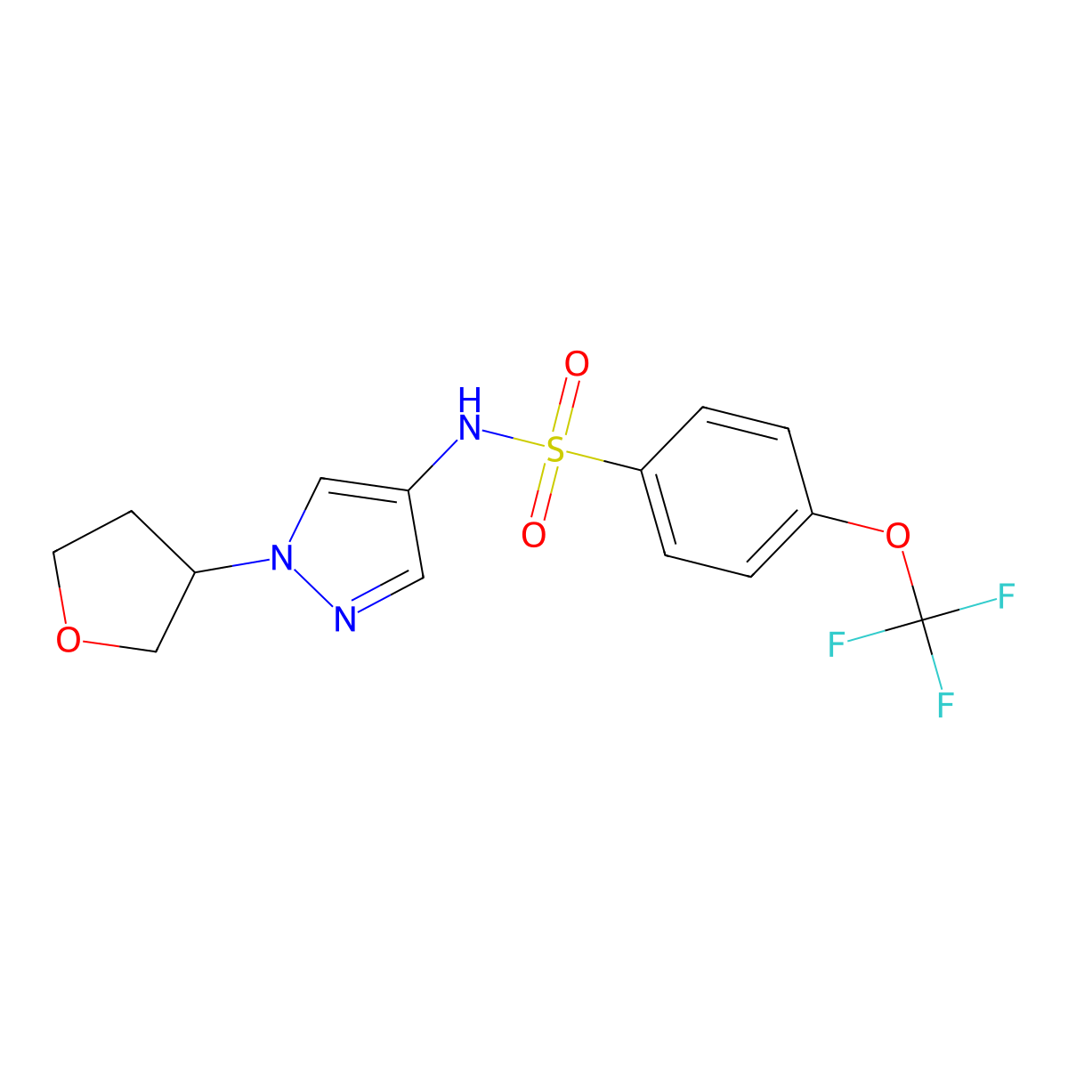 N-[1-(oxolan-3-yl)-1H-pyrazol-4-yl]-4-(trifluoromethoxy)benzene-1-sulfonamide molecular structure, CAS 1797984-56-5