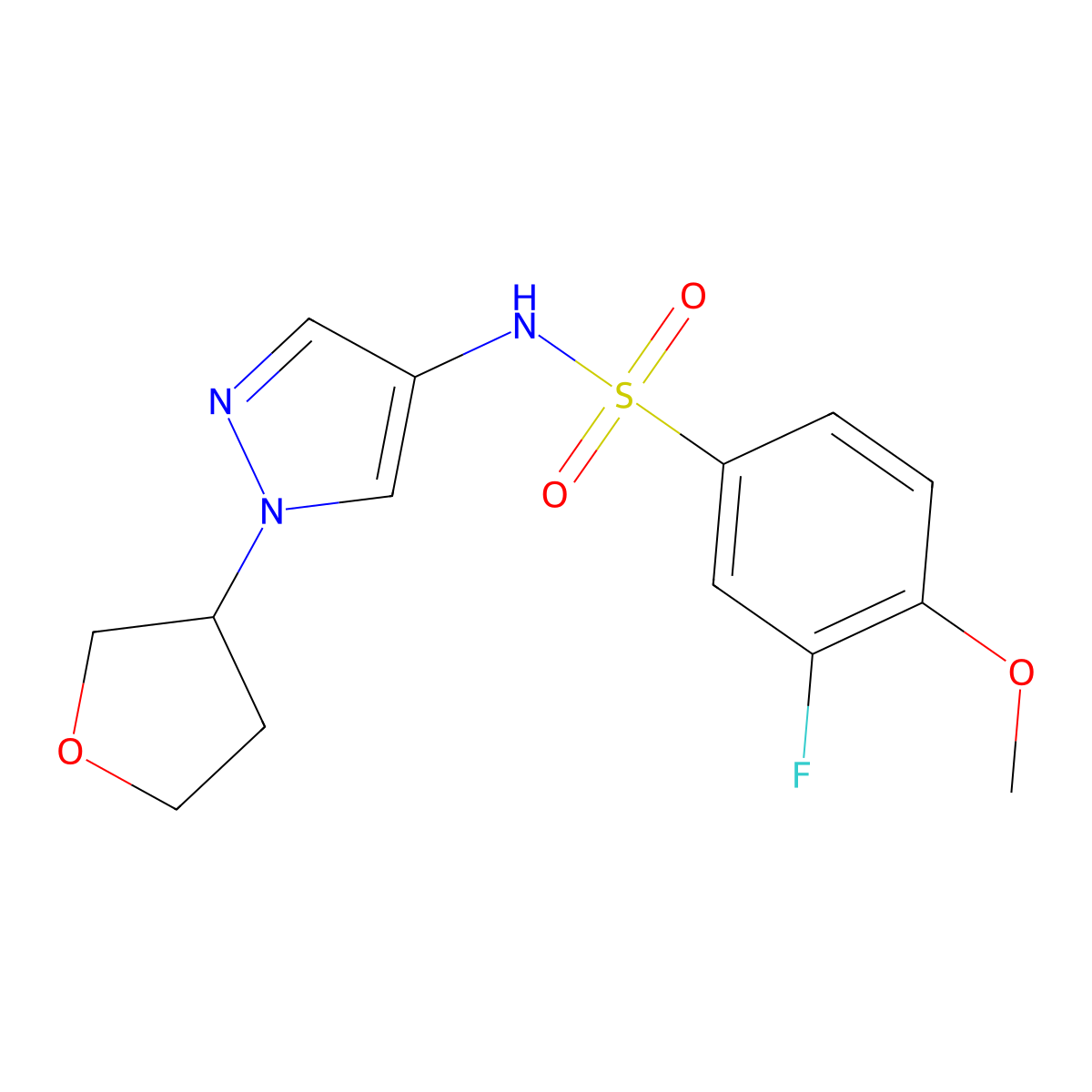 3-fluoro-4-methoxy-N-(1-(tetrahydrofuran-3-yl)-1H-pyrazol-4-yl)benzenesulfonamide molecular structure, CAS 1797984-62-3