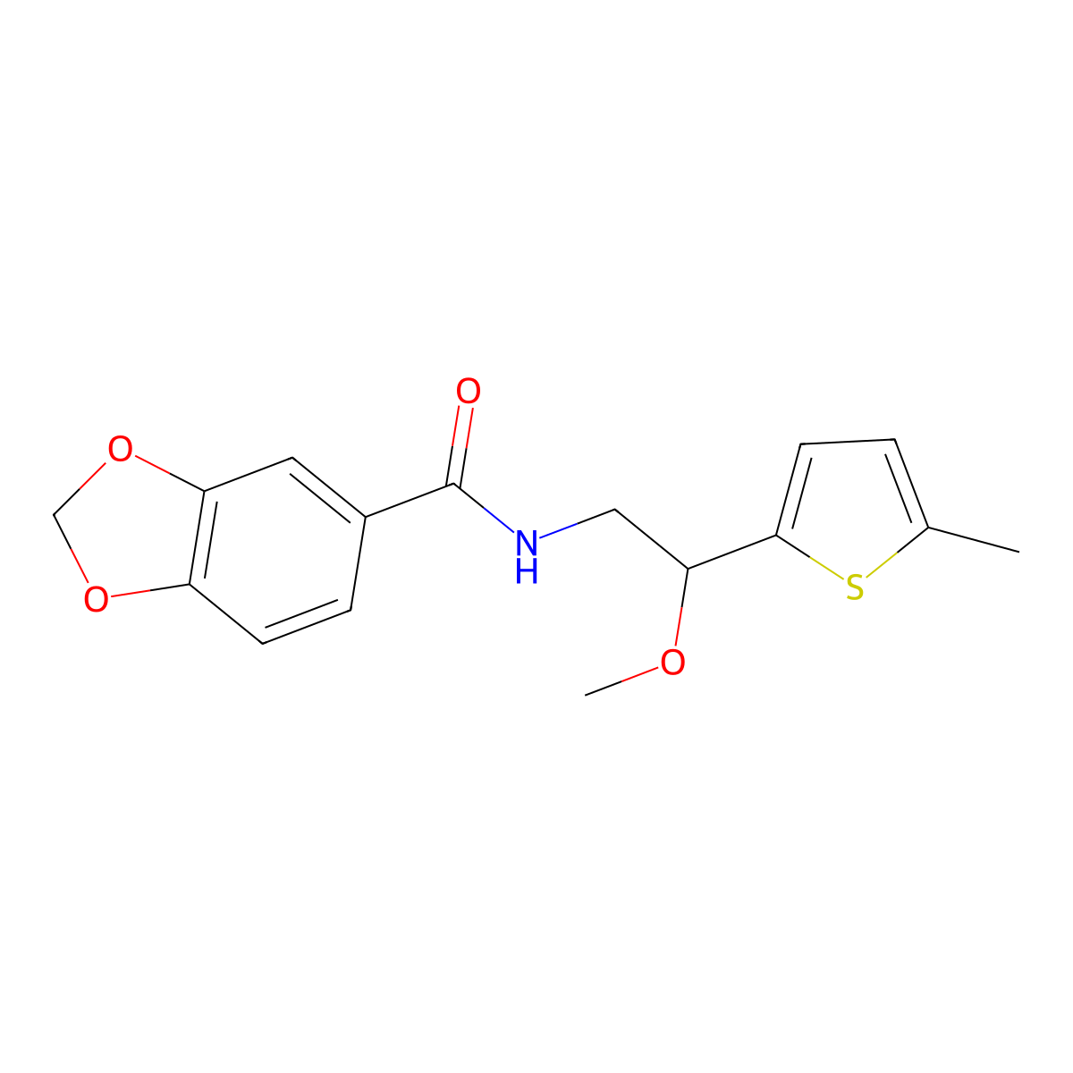 N-(2-methoxy-2-(5-methylthiophen-2-yl)ethyl)benzo[d][1,3]dioxole-5-carboxamide molecular structure, CAS 1797985-79-5