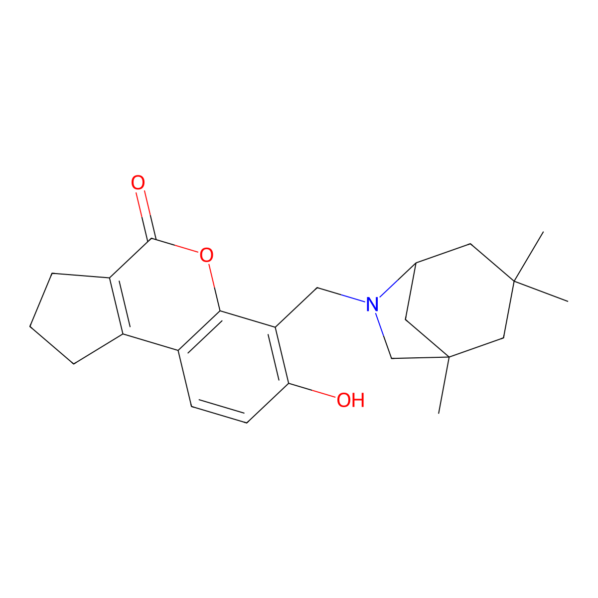 7-hydroxy-6-[(1,3,3-trimethyl-6-azabicyclo[3.2.1]oct-6-yl)methyl]-2,3-dihydrocyclopenta[c]chromen-4(1H)-one molecular structure, CAS 1797986-40-3