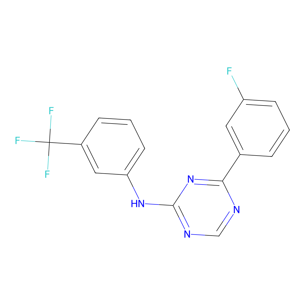 4-(3-fluorophenyl)-N-[3-(trifluoromethyl)phenyl]-1,3,5-triazin-2-amine molecular structure, CAS 1797988-97-6