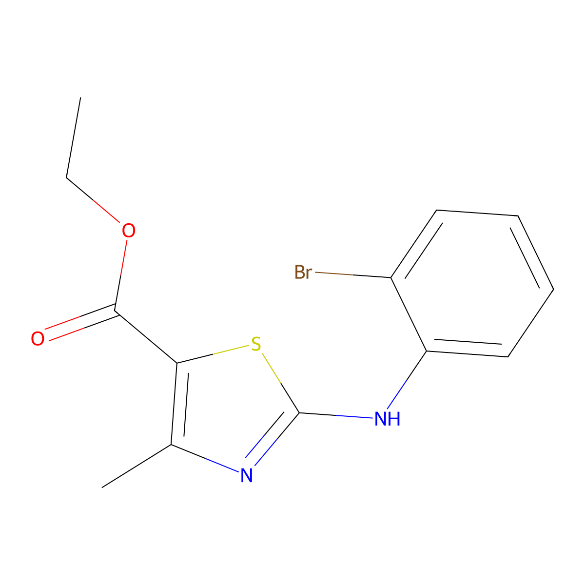 Ethyl 3-((2-bromophenyl)amino)-5-methyl-2,4-thiazolecarboxylate molecular structure, CAS 1797989-07-1