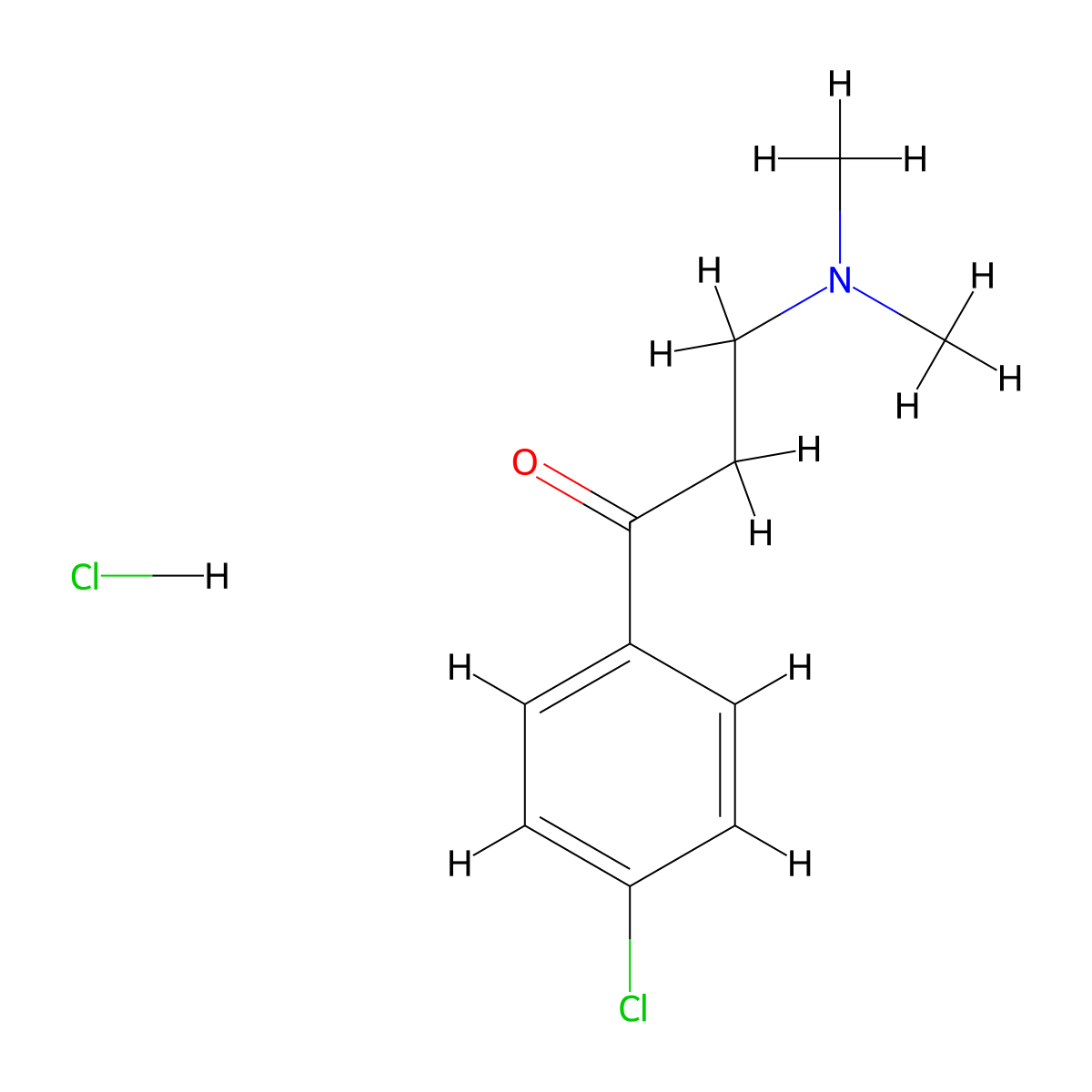 1-Propanone, 1-(4-chlorophenyl)-3-(dimethylamino)-, hydrochloride (1:1) molecular structure, CAS 1798-83-0