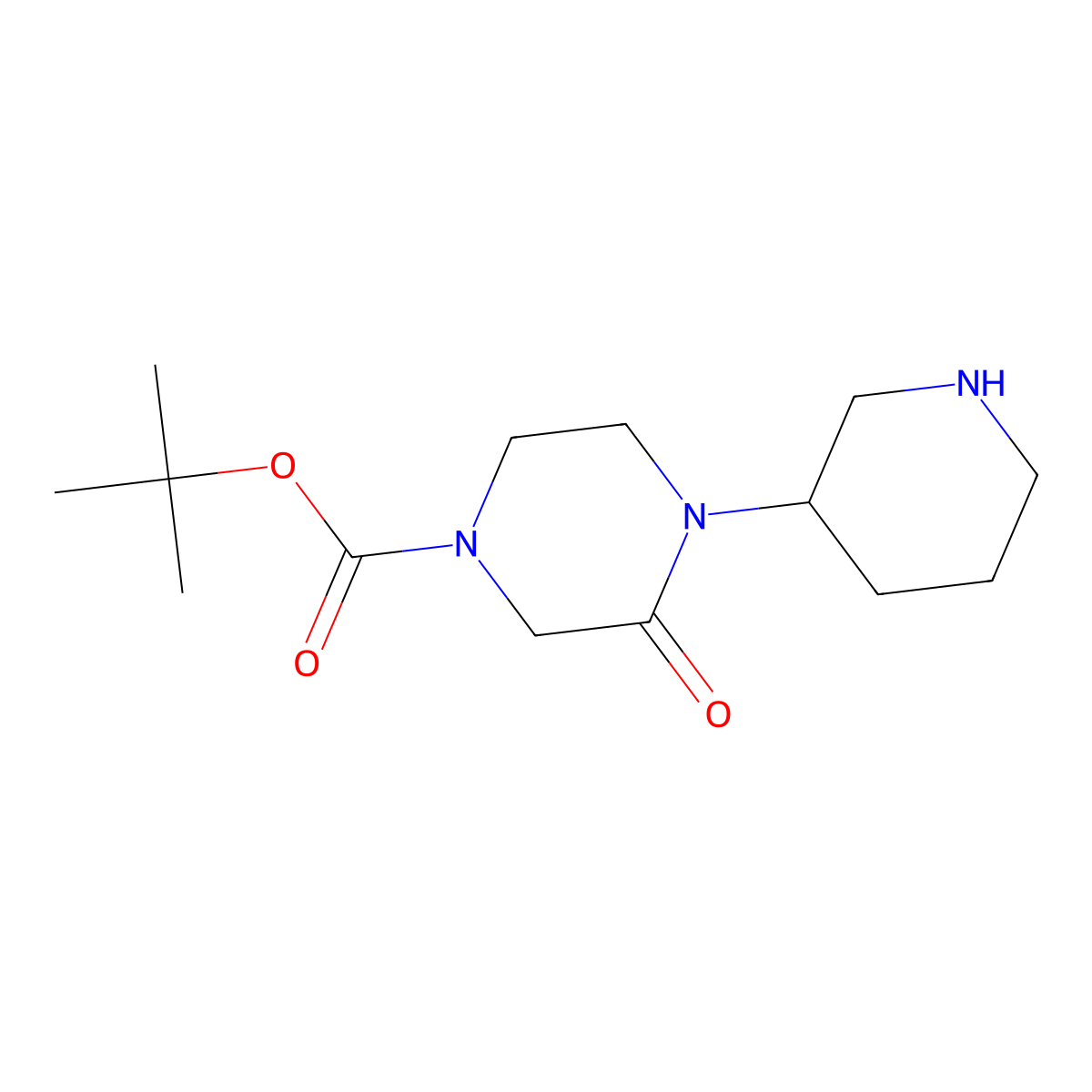 Tert-butyl 3-oxo-4-(piperidin-3-yl)piperazine-1-carboxylate molecular structure, CAS 1798002-60-4