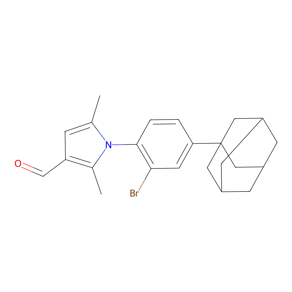 1-{2-bromo-4-[(3s,5s,7s)-tricyclo[3.3.1.1~3,7~]dec-1-yl]phenyl}-2,5-dimethyl-1H-pyrrole-3-carbaldehyde molecular structure, CAS 1798006-55-9