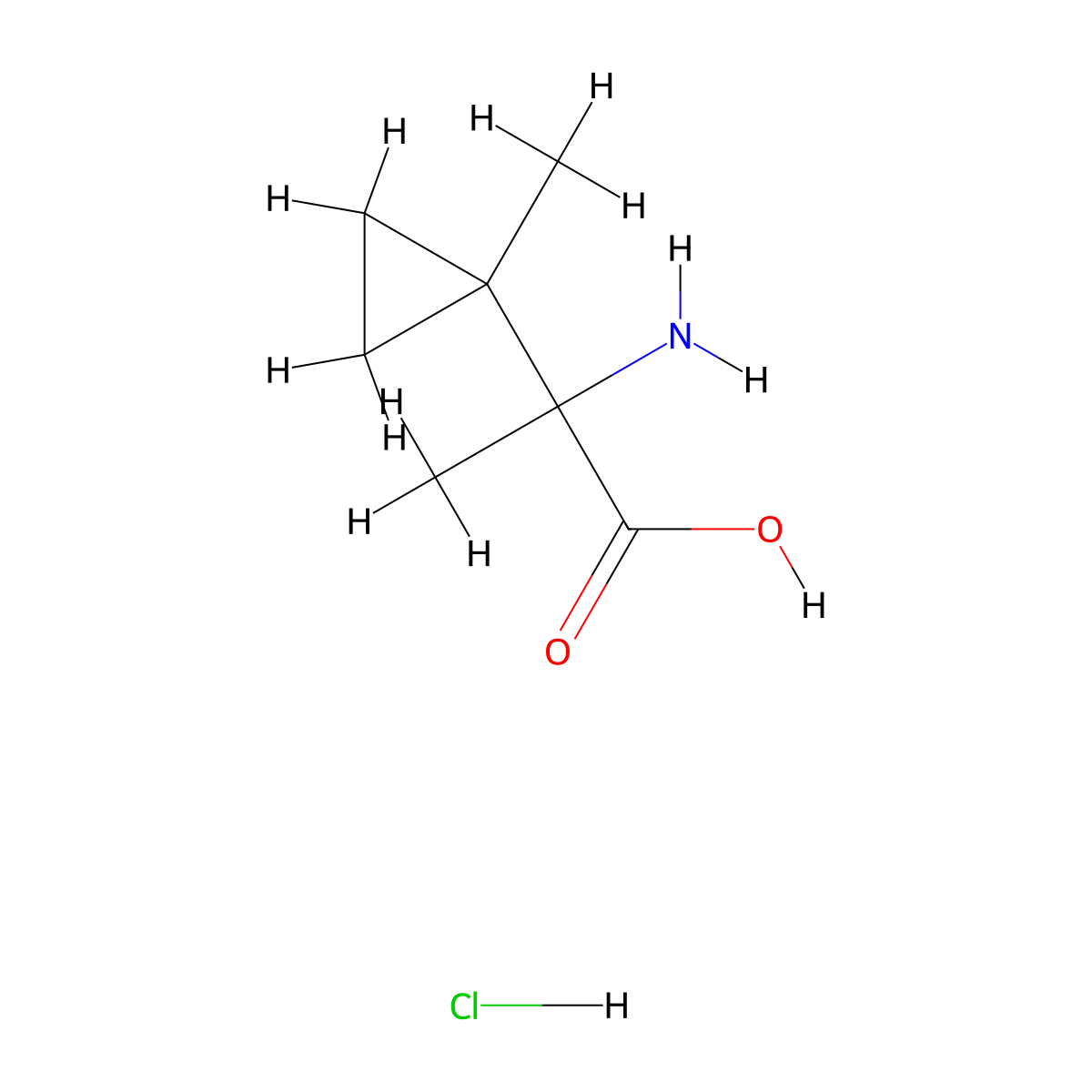 2-Amino-2-(1-methylcyclopropyl)propanoic acid hydrochloride molecular structure, CAS 1798010-75-9