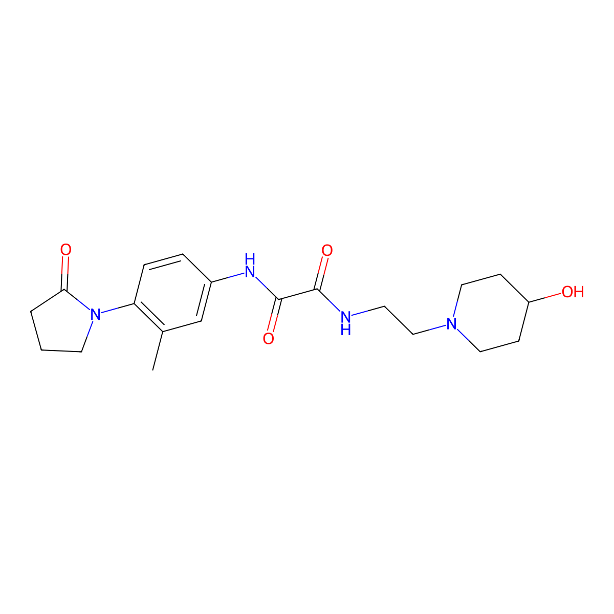 N1-(2-(4-hydroxypiperidin-1-yl)ethyl)-N2-(3-methyl-4-(2-oxopyrrolidin-1-yl)phenyl)oxalamide molecular structure, CAS 1798016-19-9