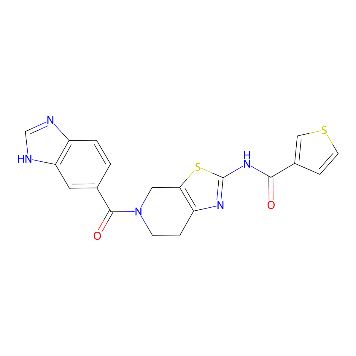 N-(5-(1H-benzo[d]imidazole-5-carbonyl)-4,5,6,7-tetrahydrothiazolo[5,4-c]pyridin-2-yl)thiophene-3-carboxamide molecular structure, CAS 1798016-31-5