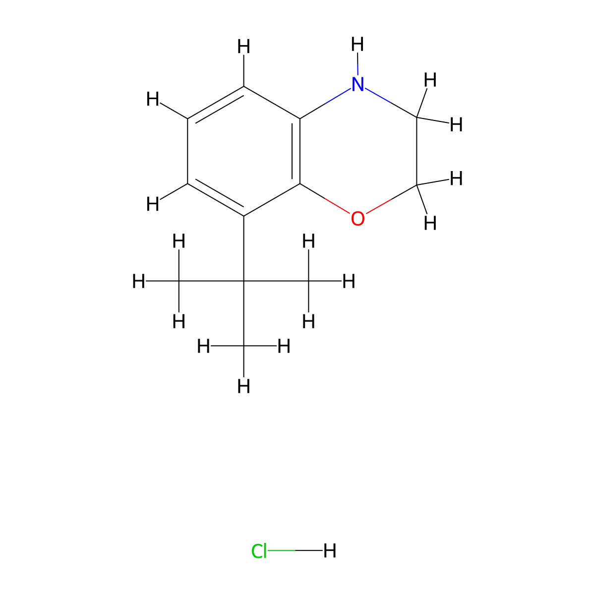 8-tert-butyl-3,4-dihydro-2H-1,4-benzoxazine hydrochloride molecular structure, CAS 1798017-13-6