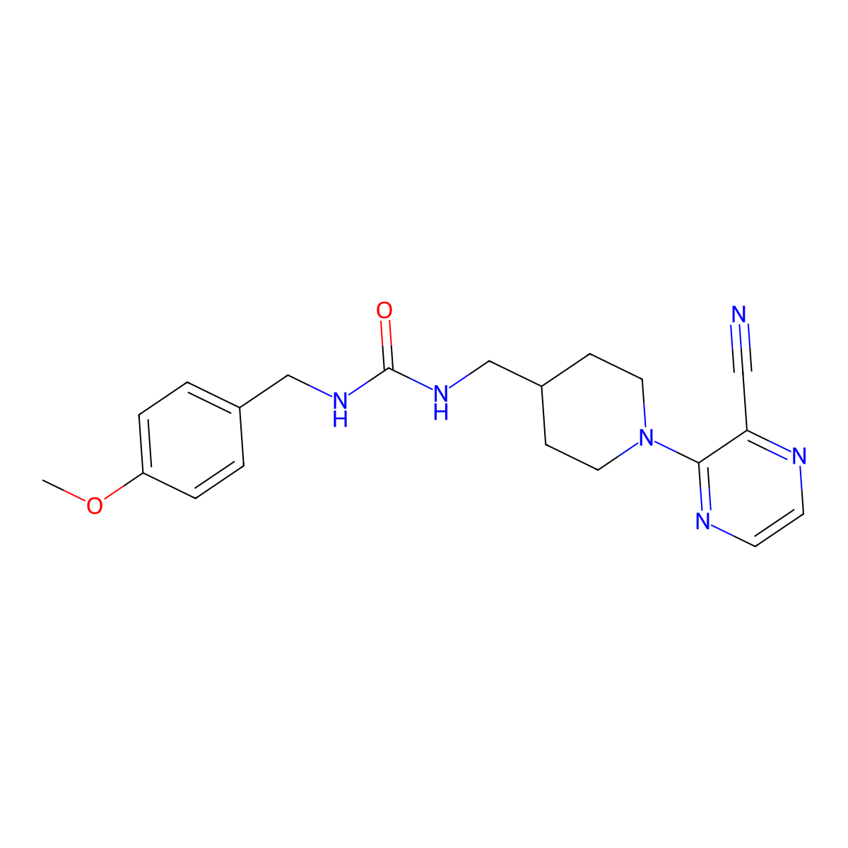 1-((1-(3-Cyanopyrazin-2-yl)piperidin-4-yl)methyl)-3-(4-methoxybenzyl)urea molecular structure, CAS 1798017-99-8