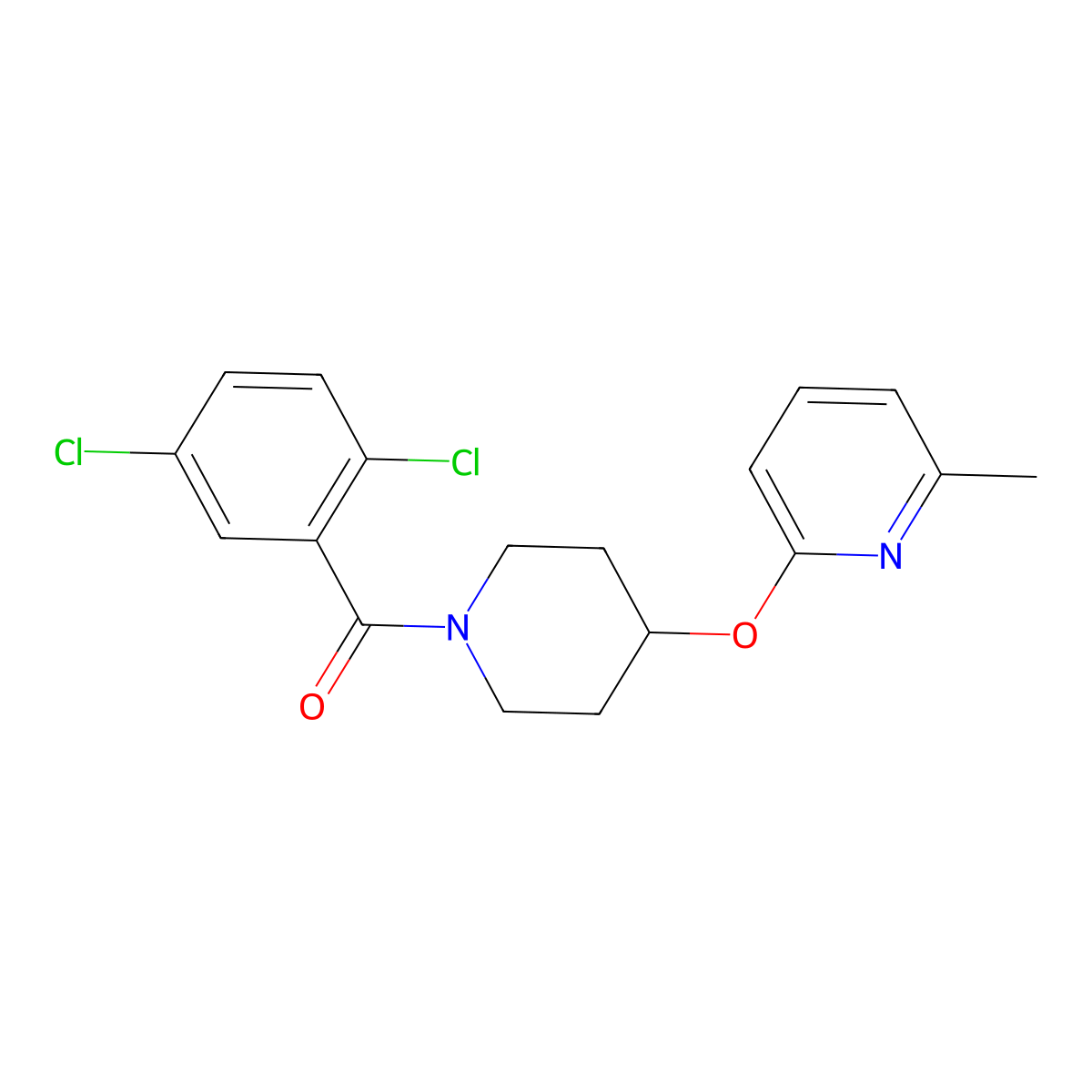 (2,5-Dichlorophenyl)(4-((6-methylpyridin-2-yl)oxy)piperidin-1-yl)methanone molecular structure, CAS 1798018-06-0