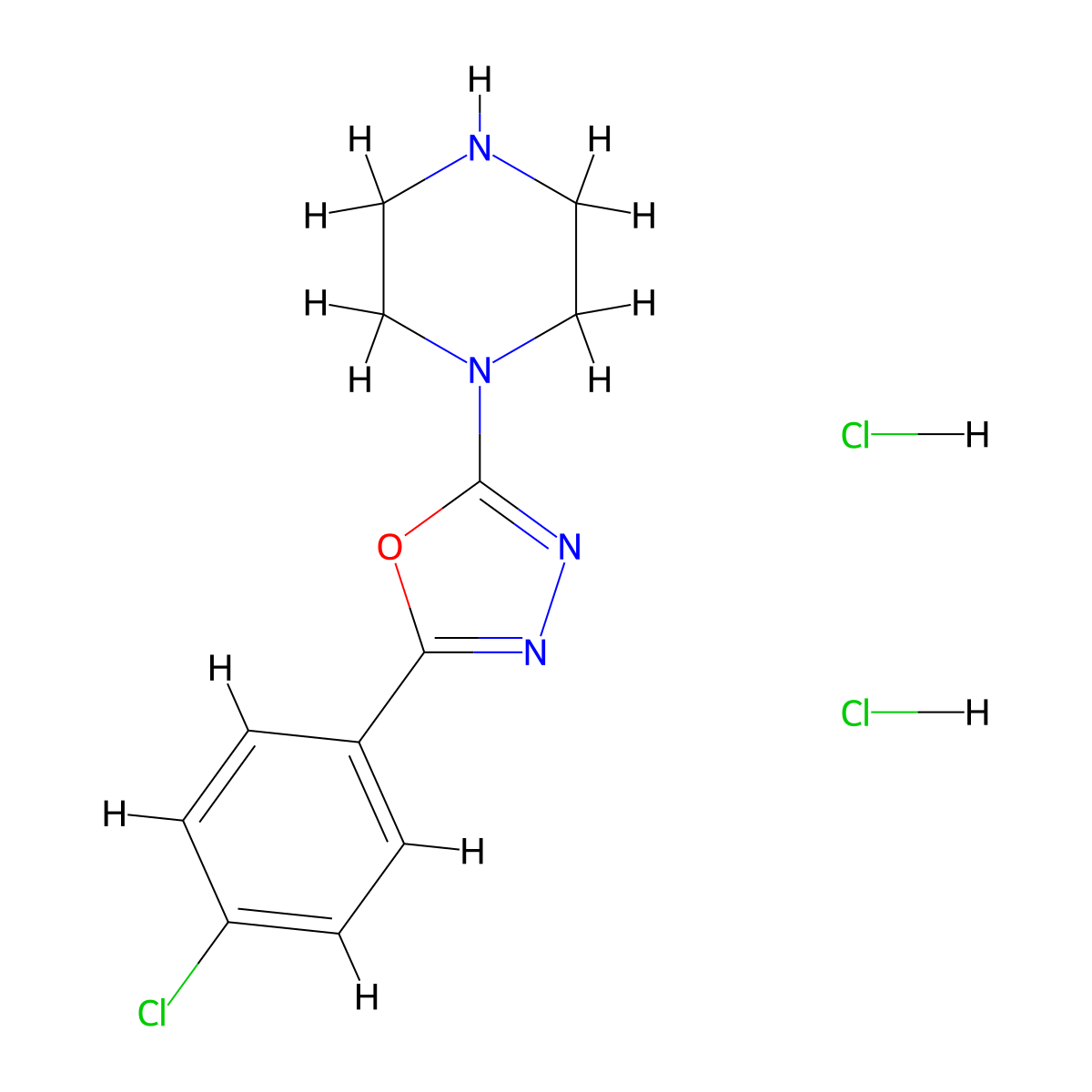 1-[5-(4-Chlorophenyl)-1,3,4-oxadiazol-2-yl]piperazine dihydrochloride molecular structure, CAS 1798018-08-2