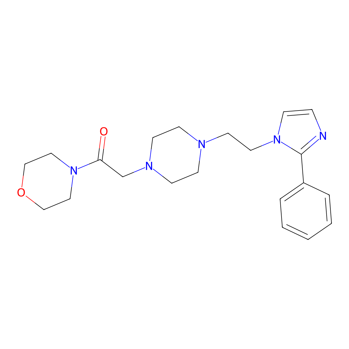1-morpholino-2-(4-(2-(2-phenyl-1H-imidazol-1-yl)ethyl)piperazin-1-yl)ethanone molecular structure, CAS 1798018-18-4
