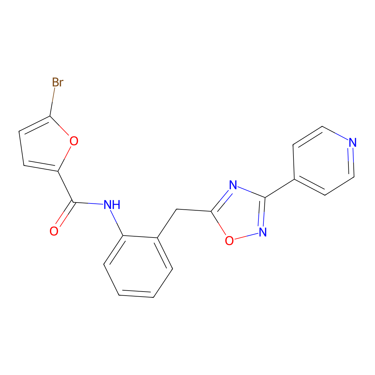 5-bromo-N-(2-((3-(pyridin-4-yl)-1,2,4-oxadiazol-5-yl)methyl)phenyl)furan-2-carboxamide molecular structure, CAS 1798018-62-8