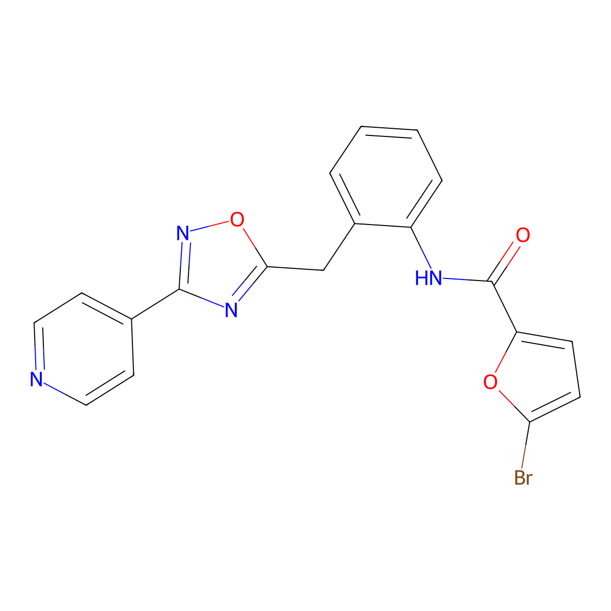 5-bromo-N-(2-((3-(pyridin-4-yl)-1,2,4-oxadiazol-5-yl)methyl)phenyl)furan-2-carboxamide molecular structure, CAS 1798018-62-8