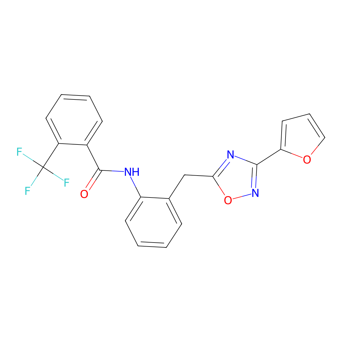 N-(2-{[3-(Furan-2-YL)-1,2,4-oxadiazol-5-YL]methyl}phenyl)-2-(trifluoromethyl)benzamide molecular structure, CAS 1798018-81-1